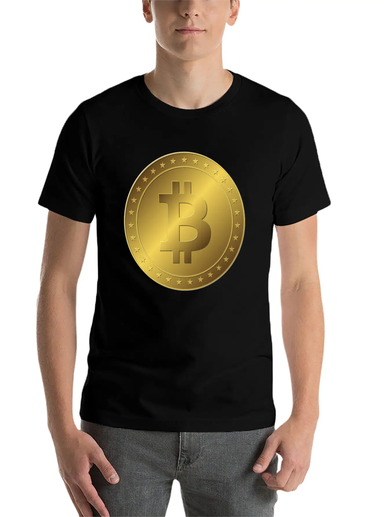 Golden Bitcoin Coin Essential Unisex Summer Tee – Soft Cotton Casual Fit