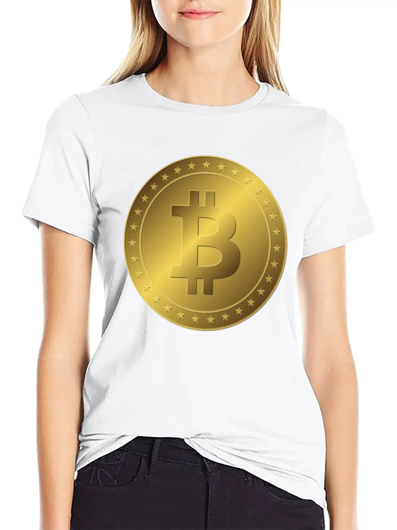 Golden Bitcoin Coin Essential Unisex Summer Tee – Soft Cotton Casual Fit