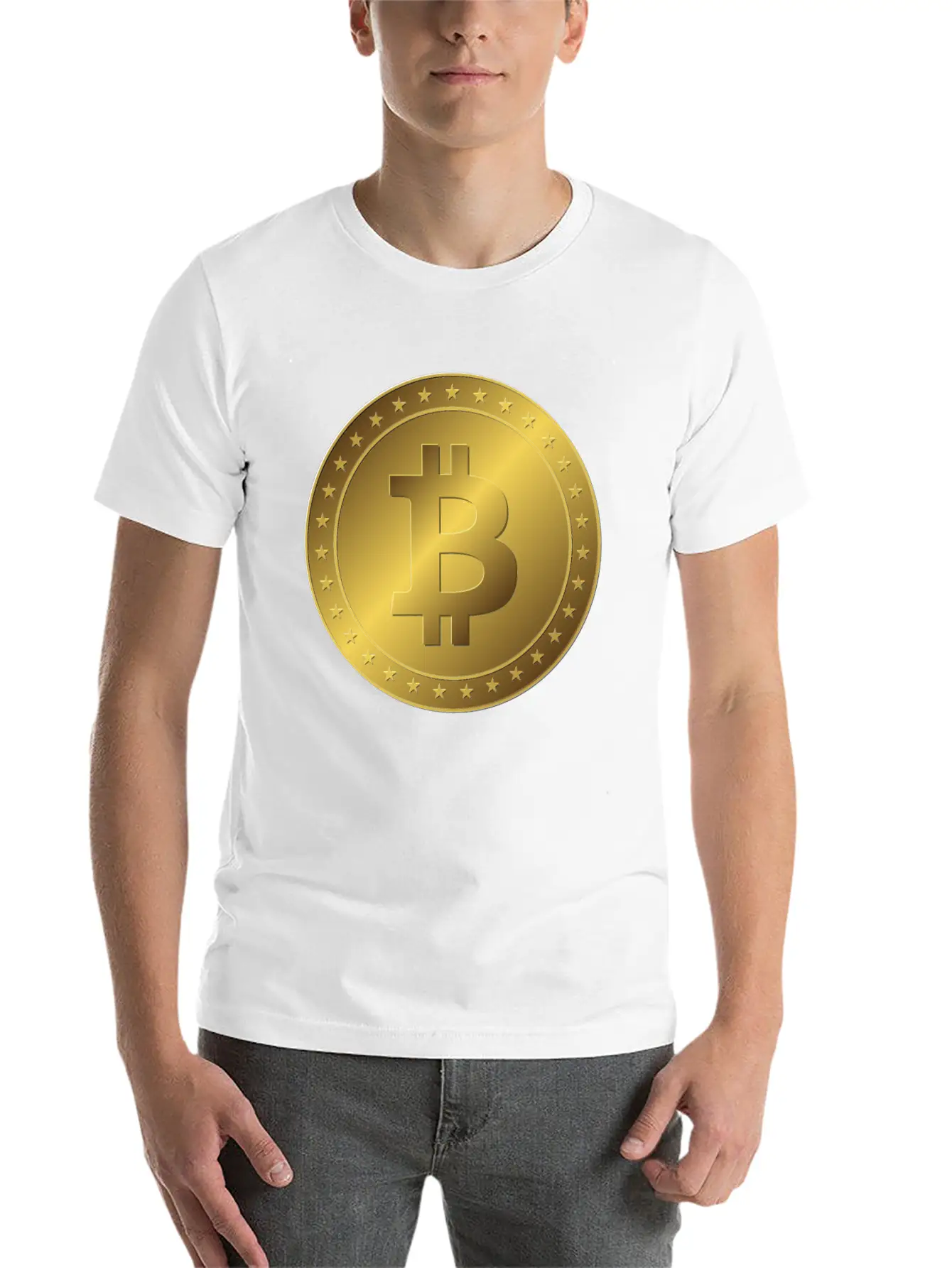 Golden Bitcoin Coin Essential Unisex Summer Tee – Soft Cotton Casual Fit