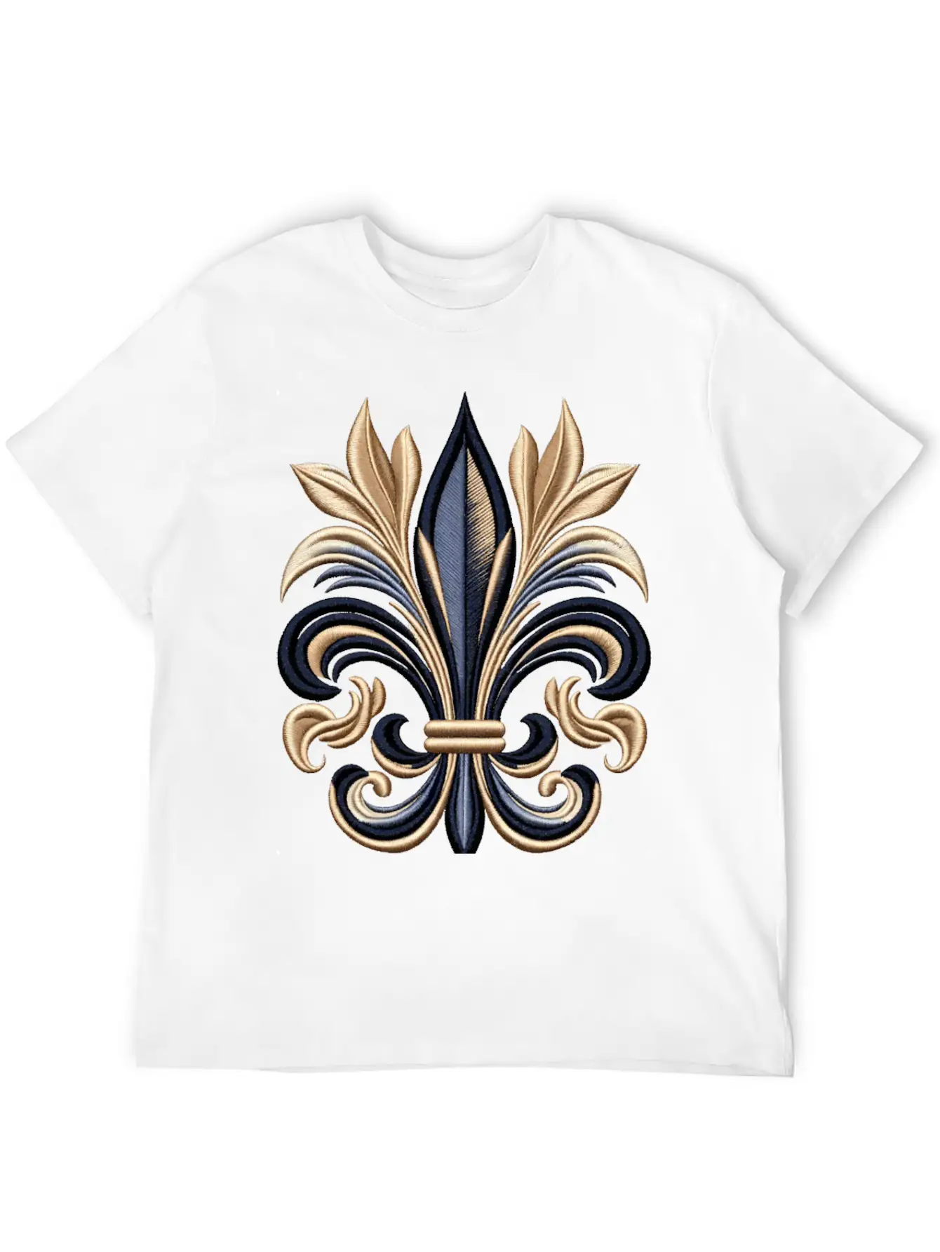Golden Fleur-de-Lis Majesty Stylish Everyday T-Shirt – Unisex Basic Cotton Tee