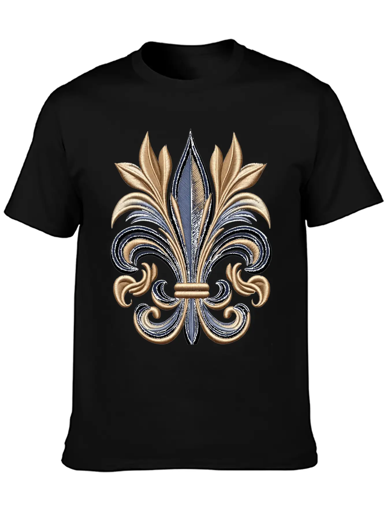 Golden Fleur-de-Lis Majesty Stylish Everyday T-Shirt – Unisex Basic Cotton Tee