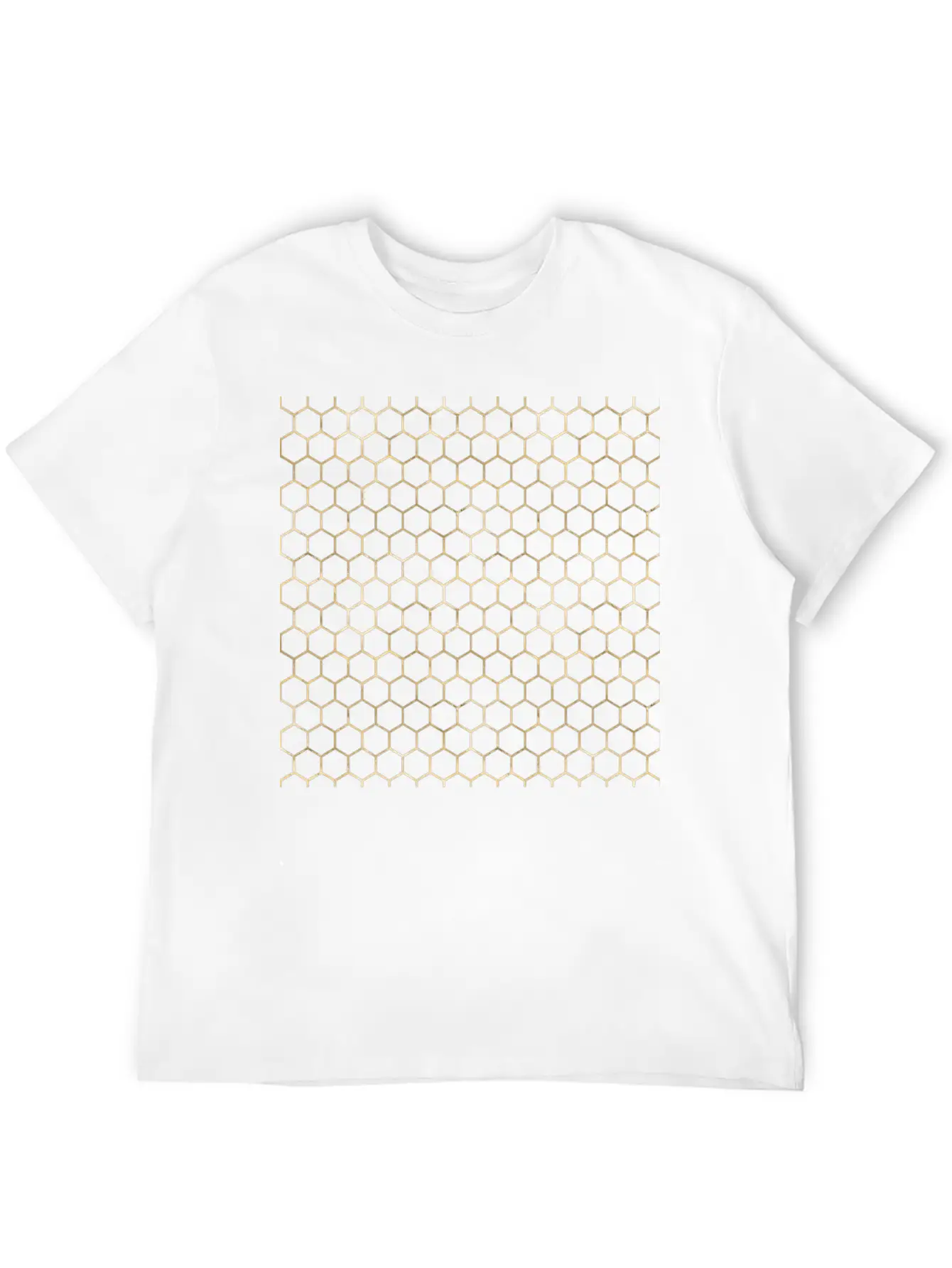 Golden Honeycomb Pattern Basic Graphic T-Shirt – Daily Comfort In Soft Cotton