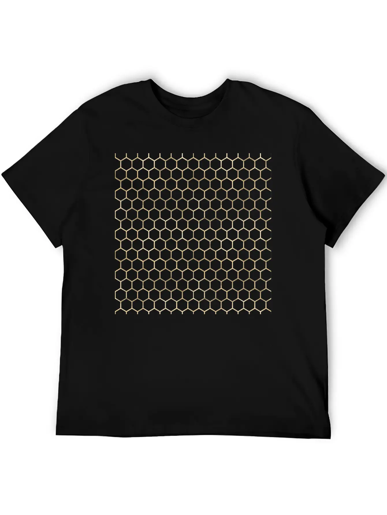 Golden Honeycomb Pattern Basic Graphic T-Shirt – Daily Comfort In Soft Cotton