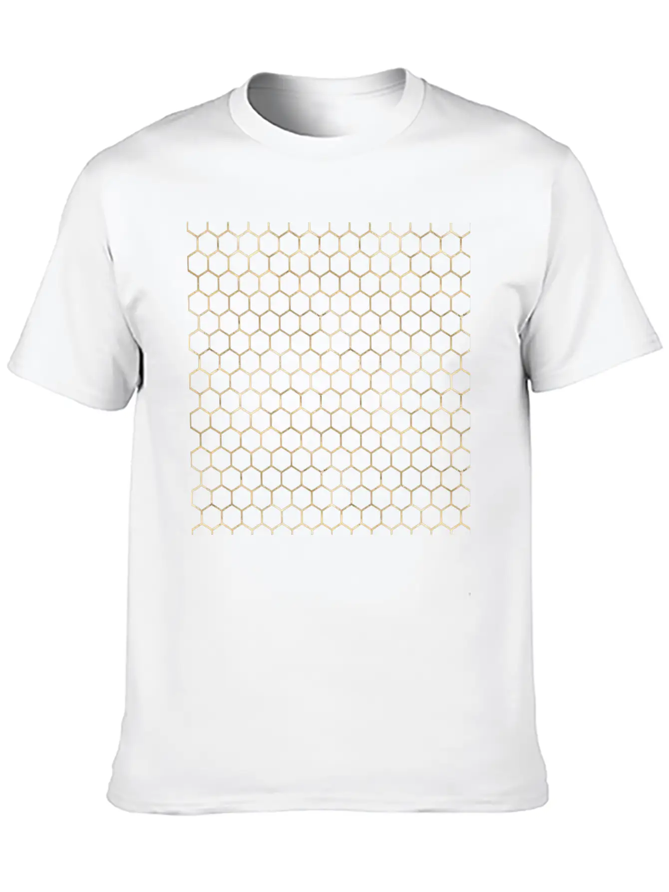 Golden Honeycomb Pattern Basic Graphic T-Shirt – Daily Comfort In Soft Cotton