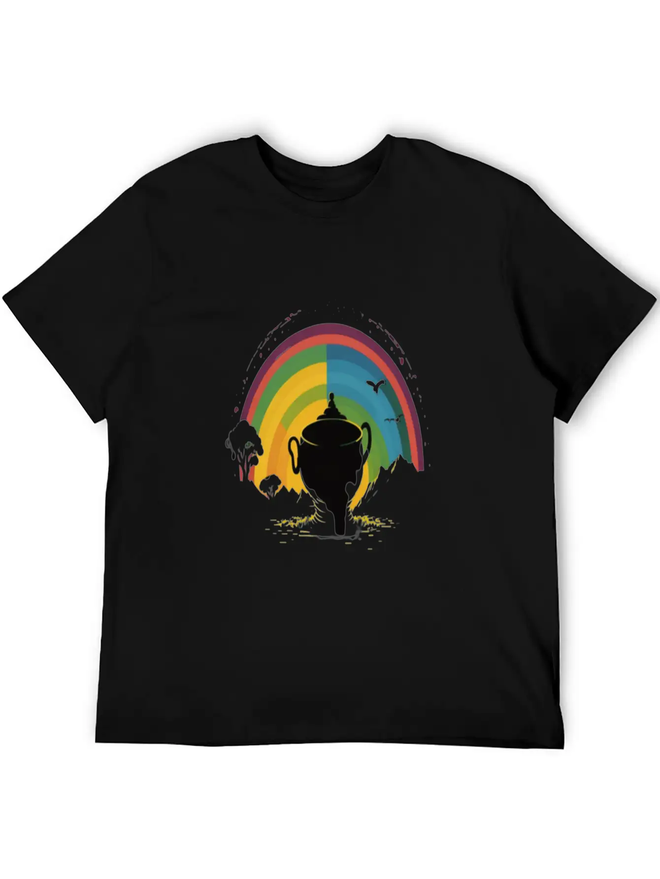 Golden Horizon Rainbow Comfortable Minimalist Graphic Tee – Summer Style Essential