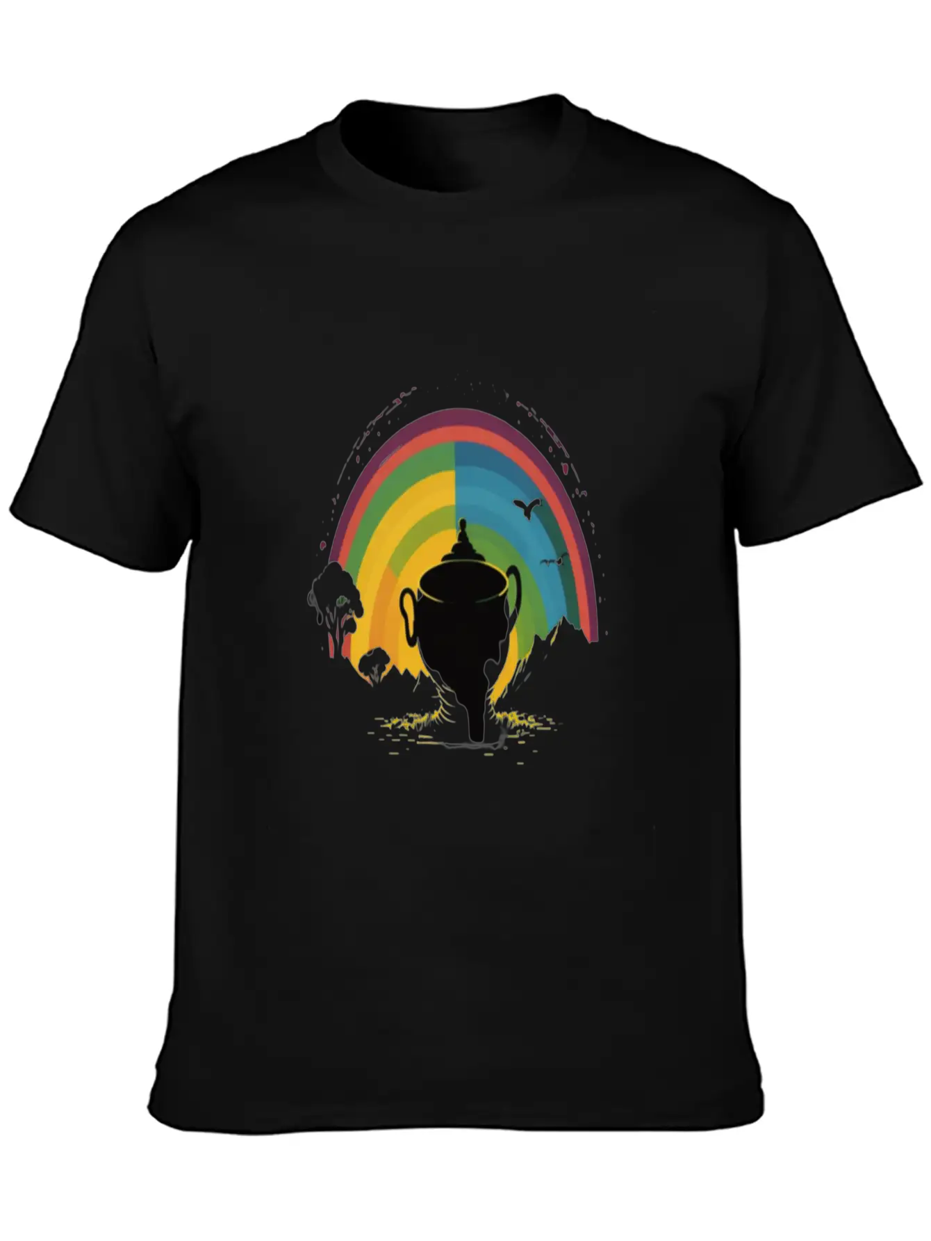 Golden Horizon Rainbow Comfortable Minimalist Graphic Tee – Summer Style Essential