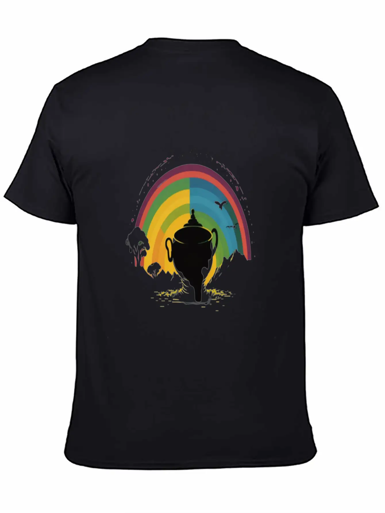 Golden Horizon Rainbow Comfortable Minimalist Graphic Tee – Summer Style Essential