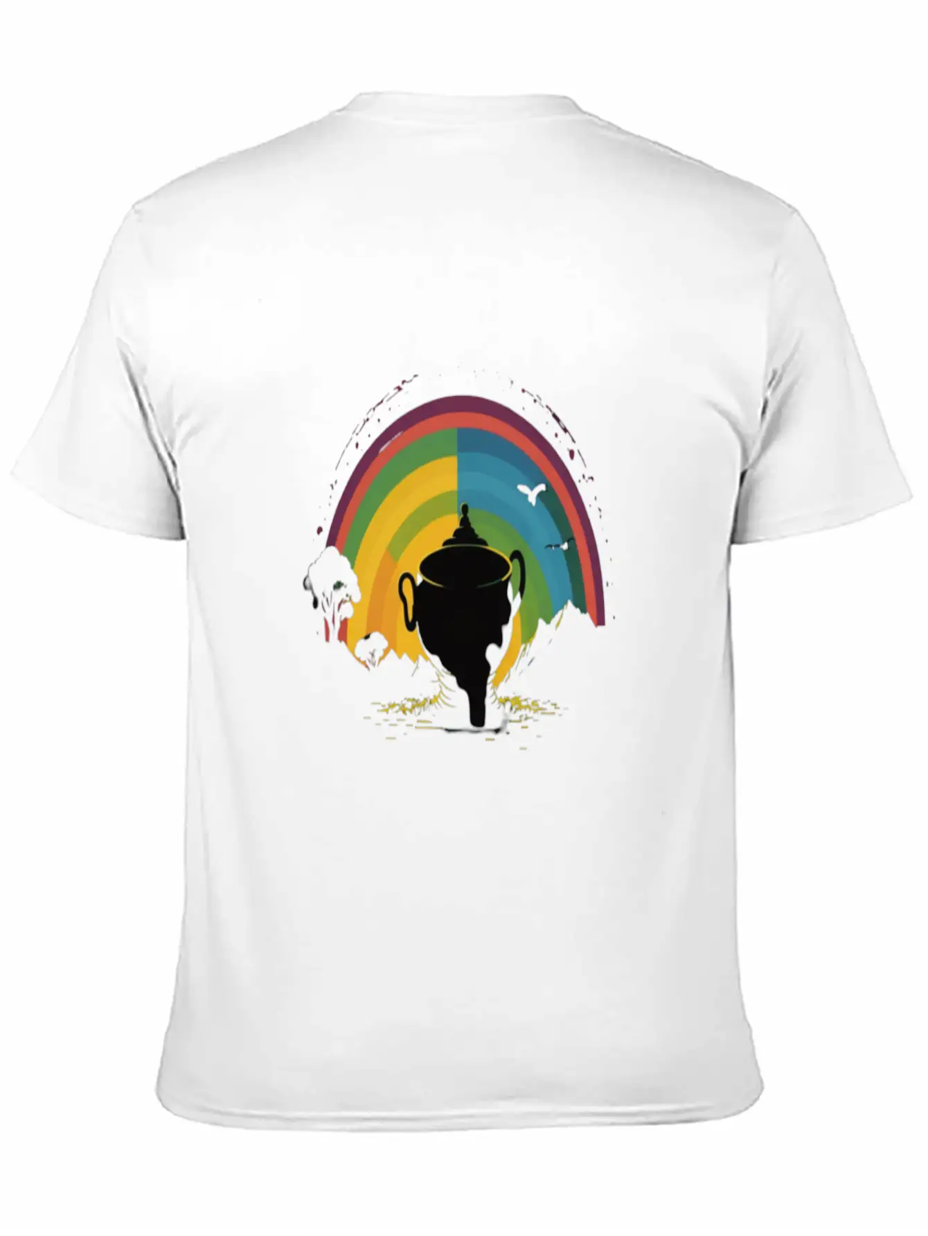 Golden Horizon Rainbow Comfortable Minimalist Graphic Tee – Summer Style Essential