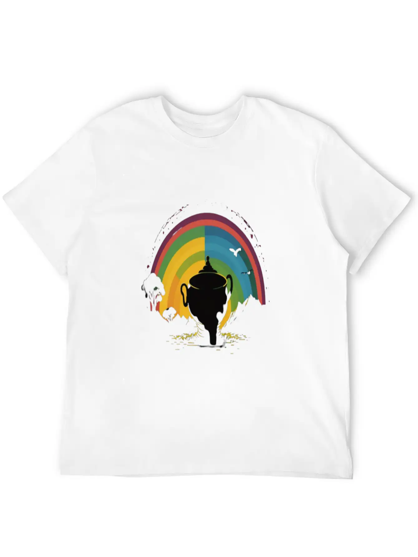 Golden Horizon Rainbow Comfortable Minimalist Graphic Tee – Summer Style Essential