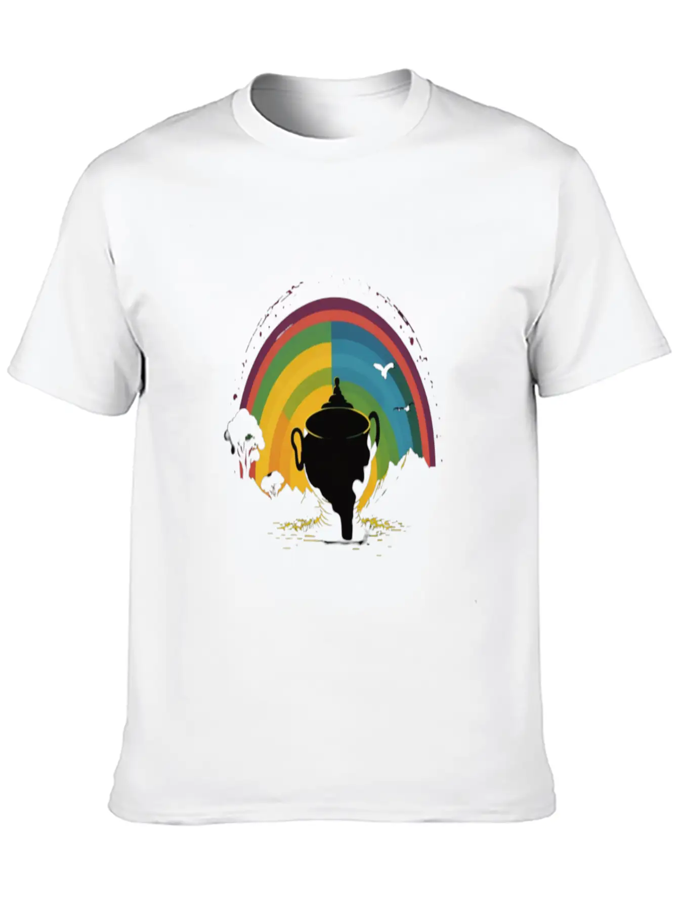 Golden Horizon Rainbow Comfortable Minimalist Graphic Tee – Summer Style Essential