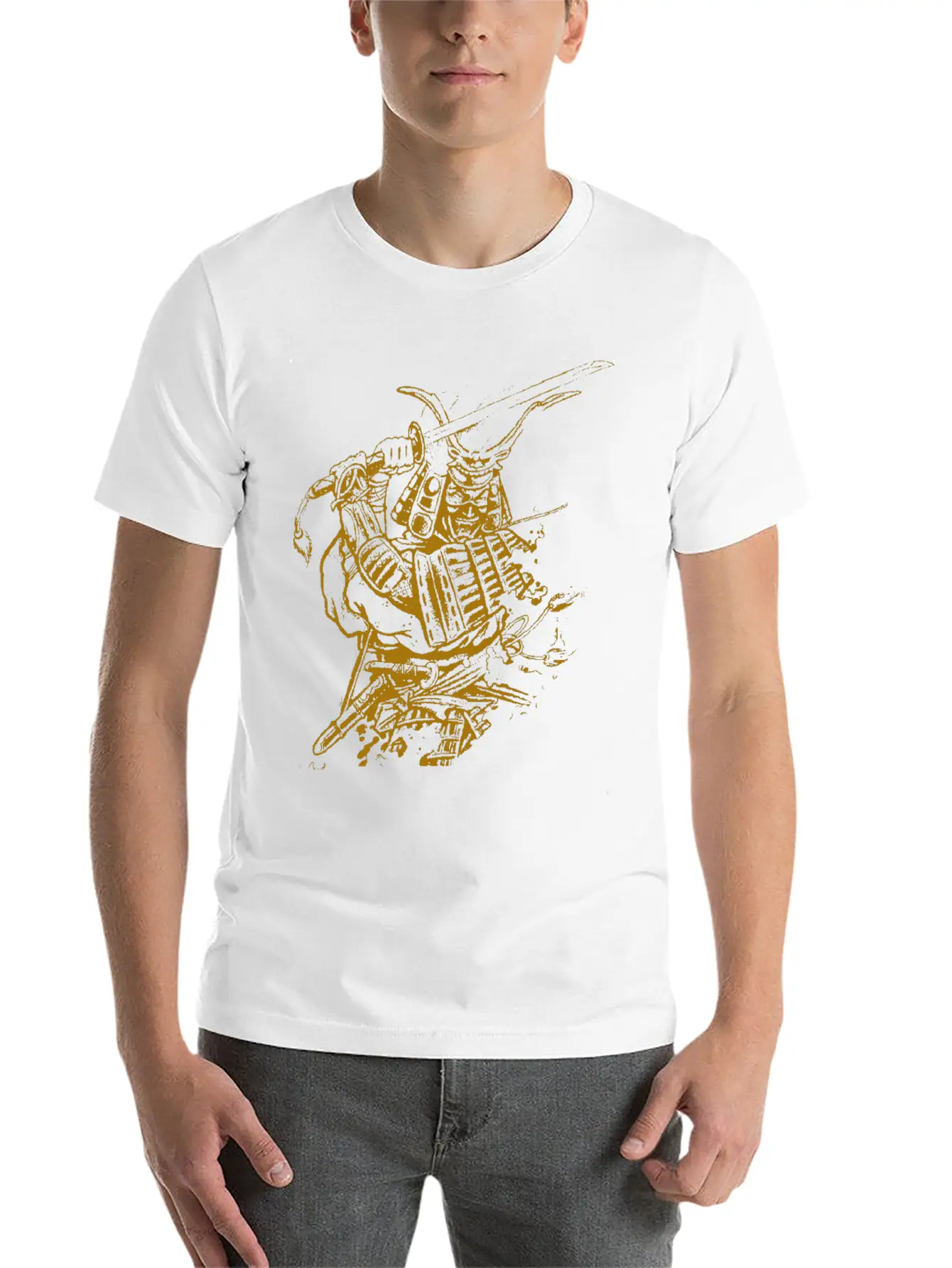 Golden Samurai Tattoo T Shirt Timeless Short Sleeve Tee – Comfy And Minimalist Design