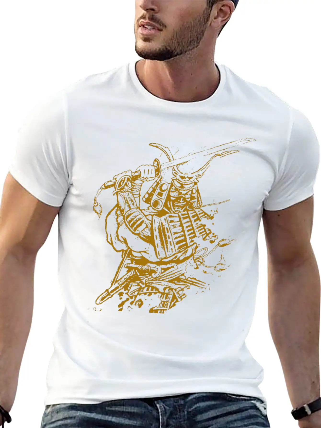 Golden Samurai Tattoo T Shirt Timeless Short Sleeve Tee – Comfy And Minimalist Design