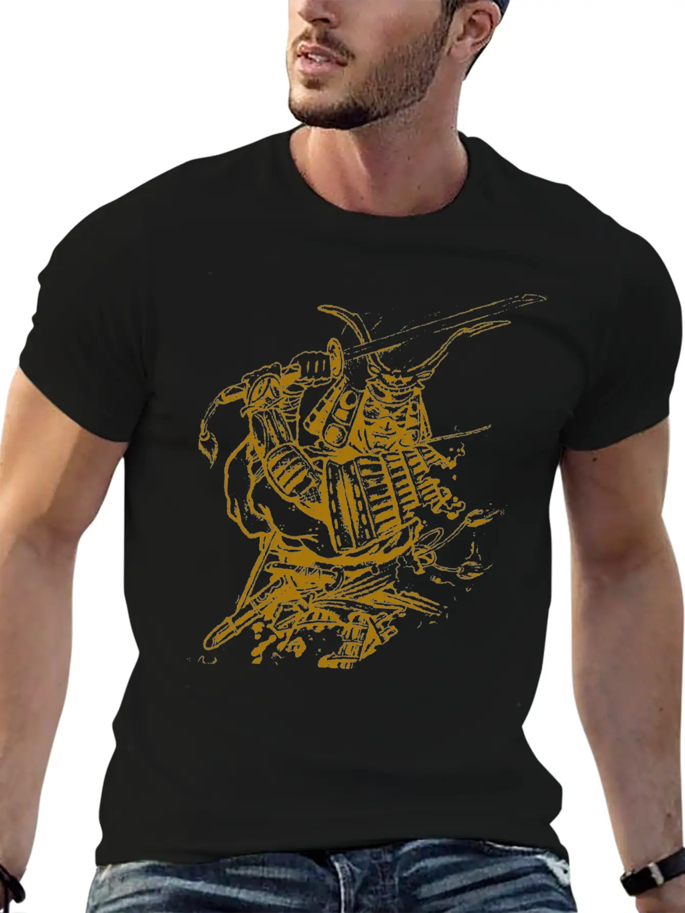 Golden Samurai Tattoo T Shirt Timeless Short Sleeve Tee – Comfy And Minimalist Design
