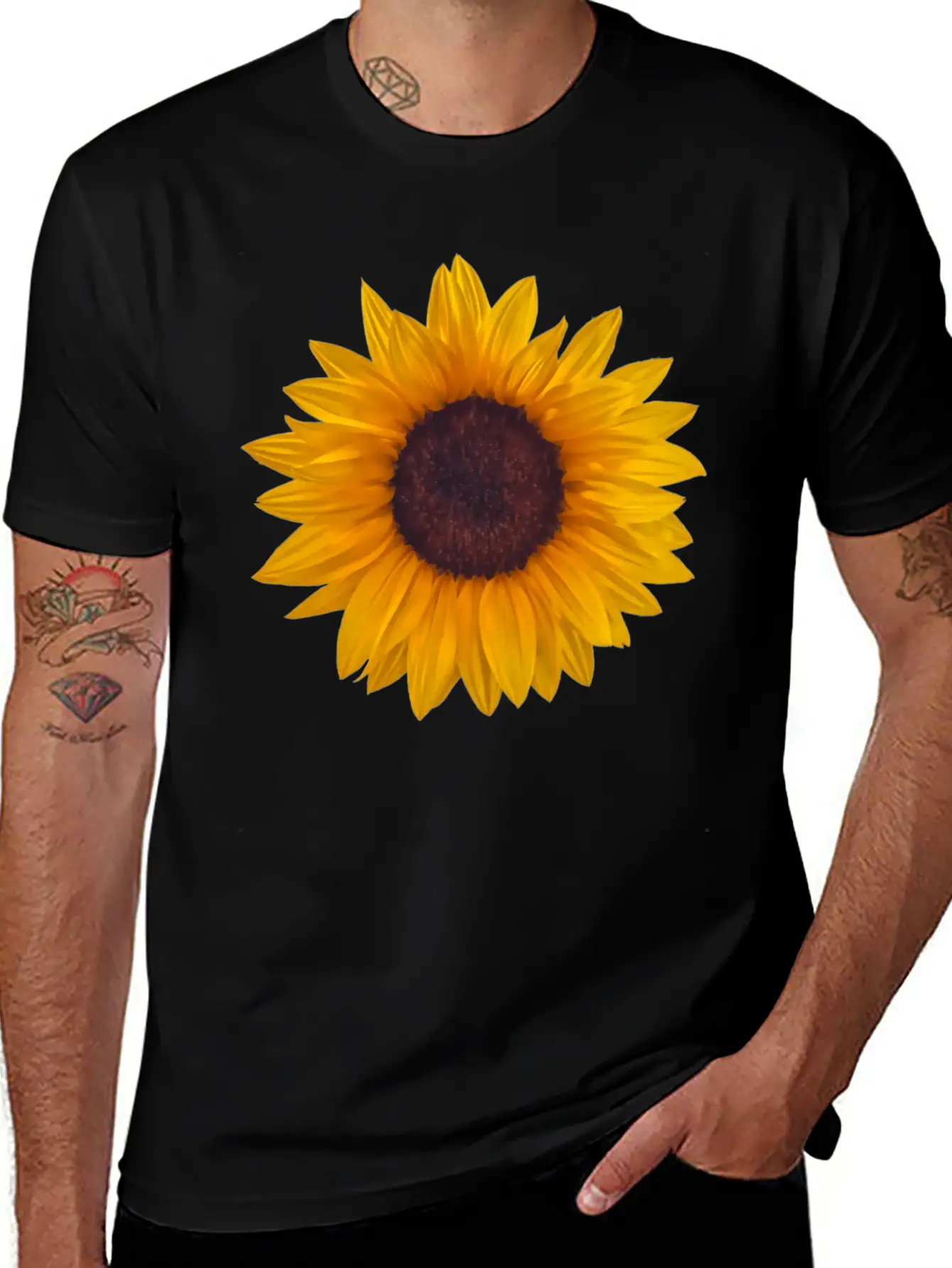 Golden Sunflower Comfortable Minimalist Graphic Tee – Summer Style Essential