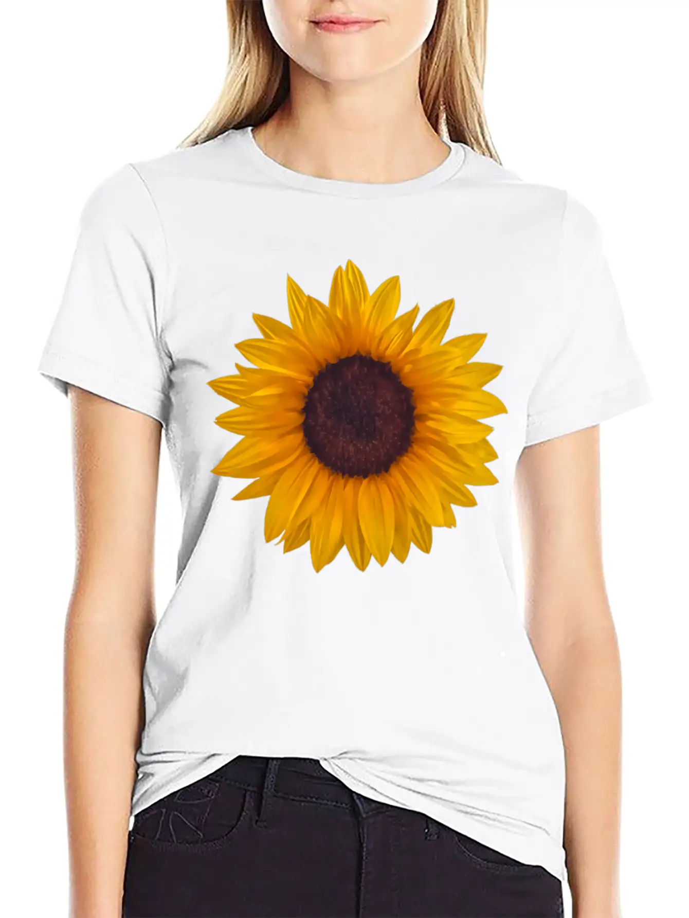 Golden Sunflower Comfortable Minimalist Graphic Tee – Summer Style Essential