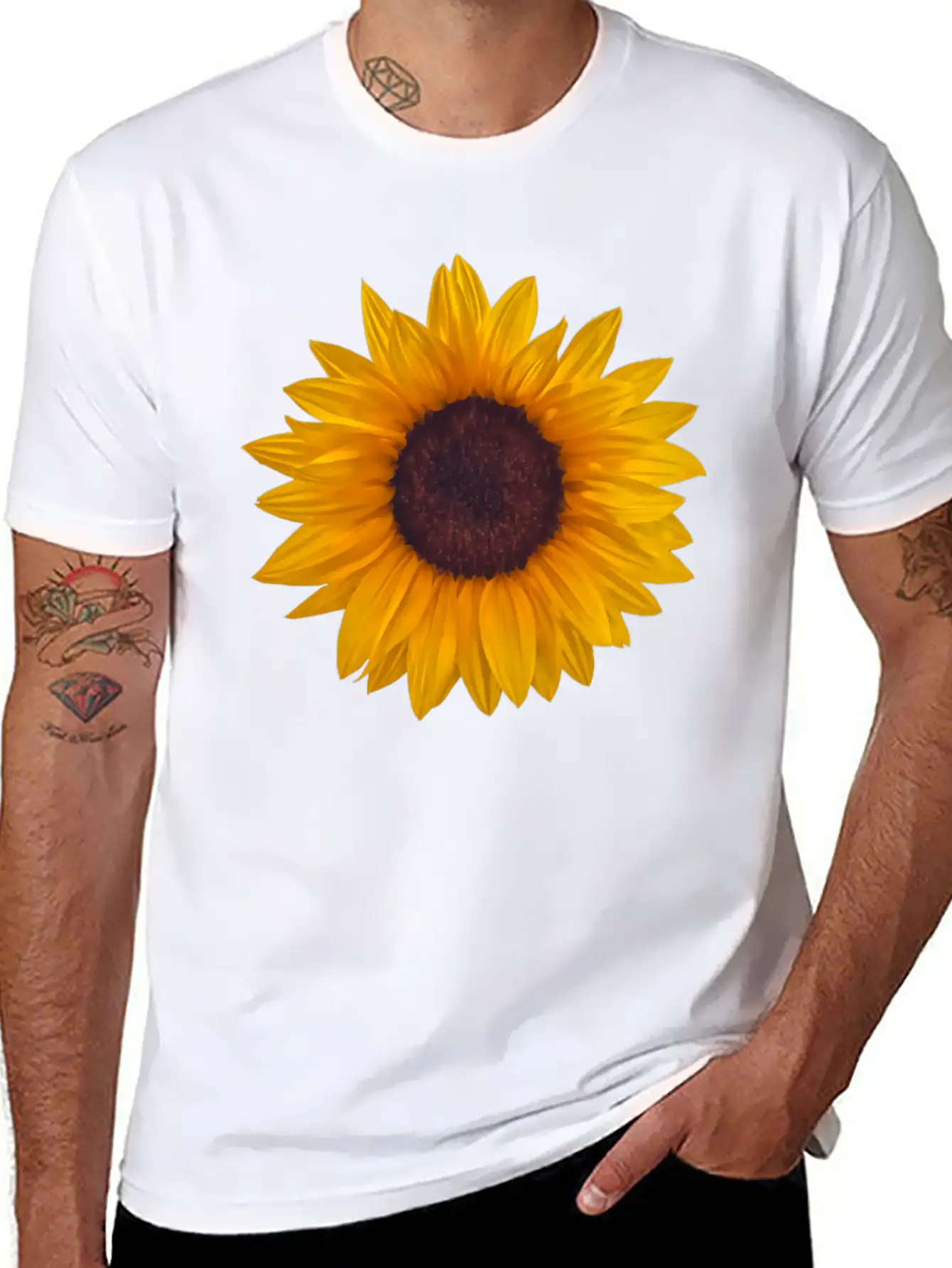 Golden Sunflower Comfortable Minimalist Graphic Tee – Summer Style Essential