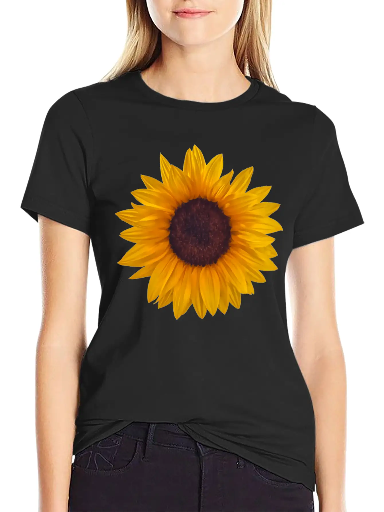 Golden Sunflower Comfortable Minimalist Graphic Tee – Summer Style Essential