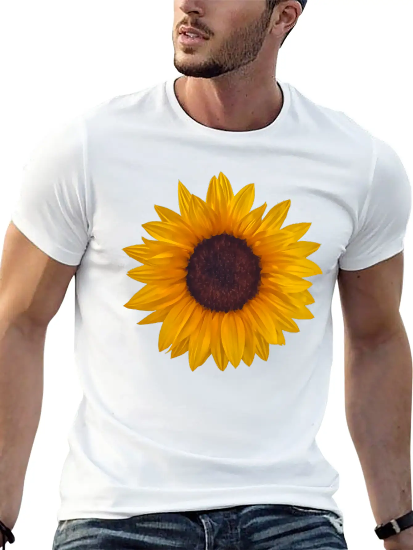 Golden Sunflower Comfortable Minimalist Graphic Tee – Summer Style Essential
