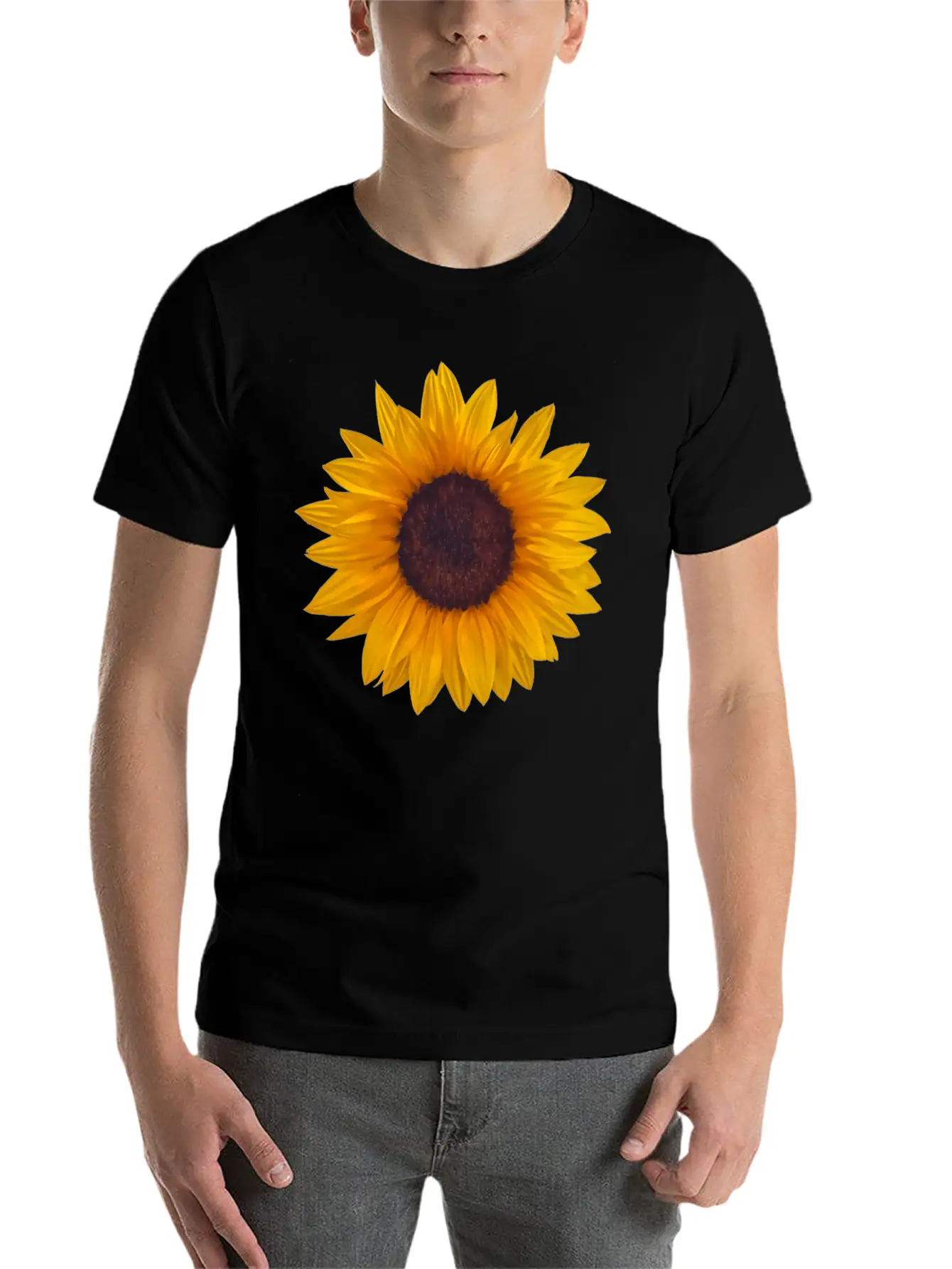 Golden Sunflower Comfortable Minimalist Graphic Tee – Summer Style Essential