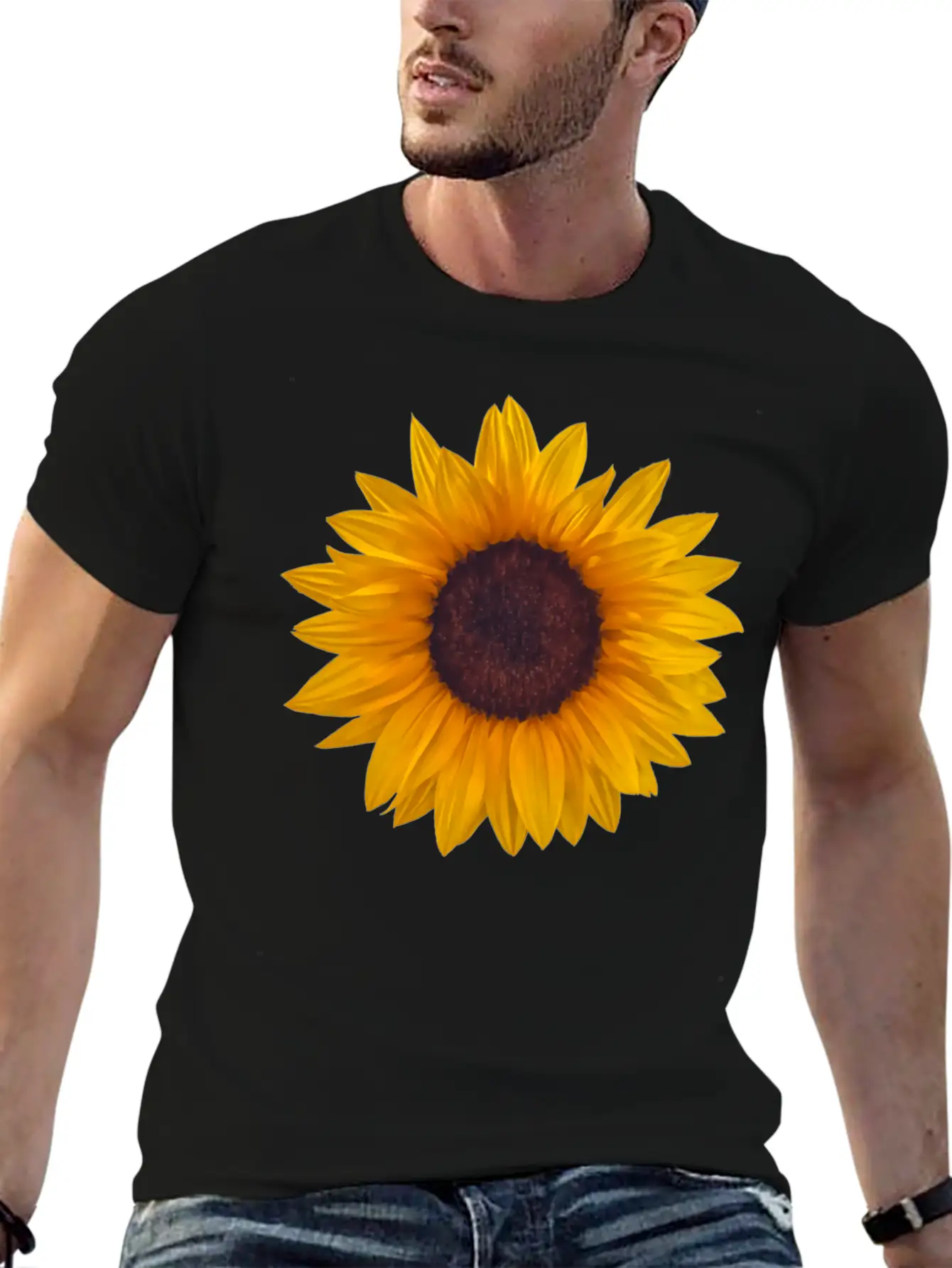 Golden Sunflower Comfortable Minimalist Graphic Tee – Summer Style Essential