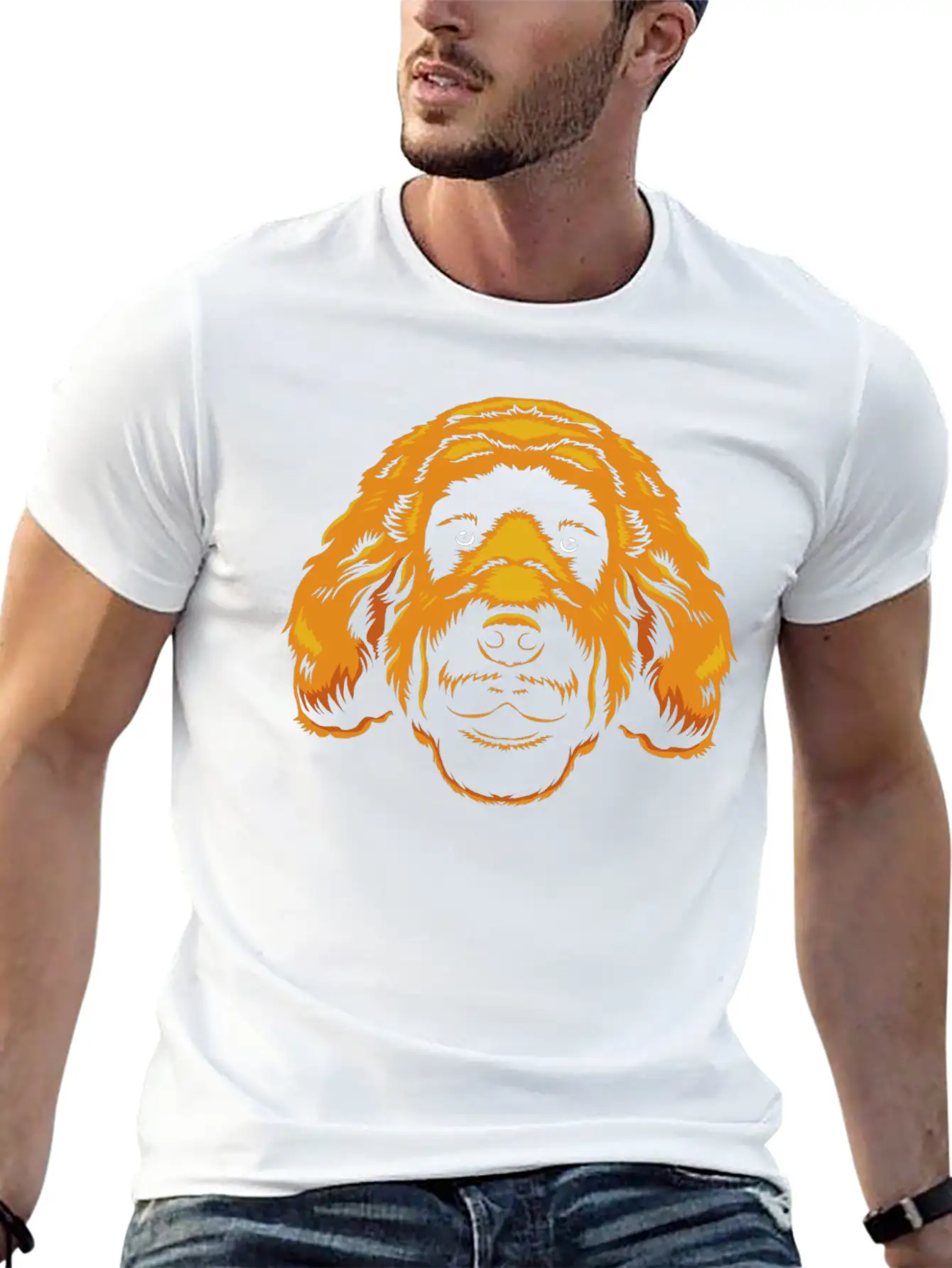 Goldendoodle Dog Owner Graphic Doodle Faces Stylish Everyday T-Shirt – Unisex Basic Cotton Tee