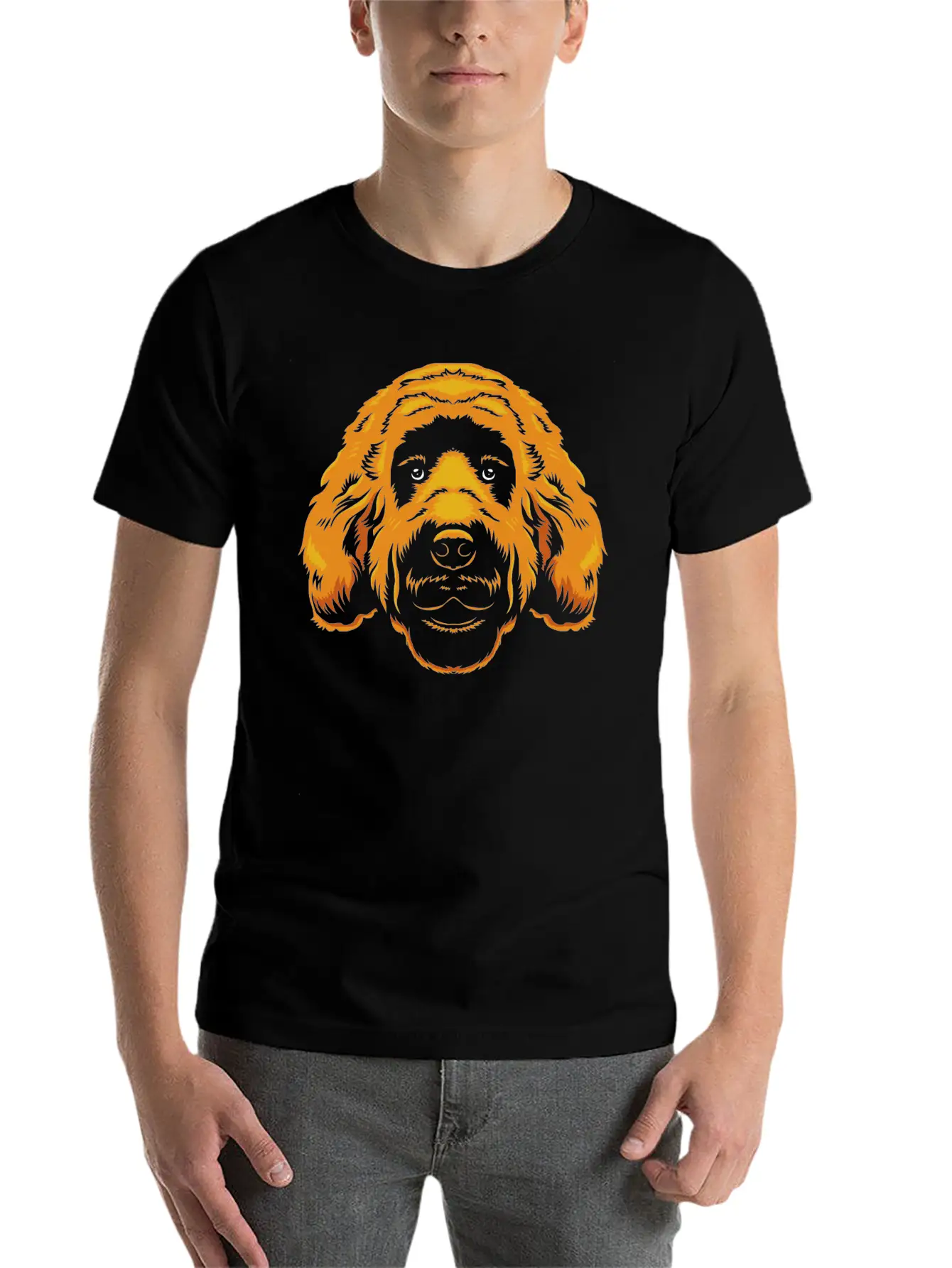 Goldendoodle Dog Owner Graphic Doodle Faces Stylish Everyday T-Shirt – Unisex Basic Cotton Tee