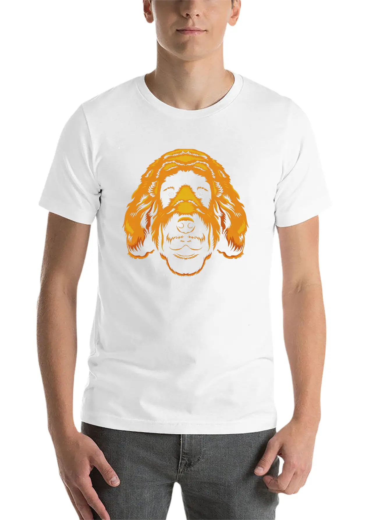 Goldendoodle Dog Owner Graphic Doodle Faces Stylish Everyday T-Shirt – Unisex Basic Cotton Tee