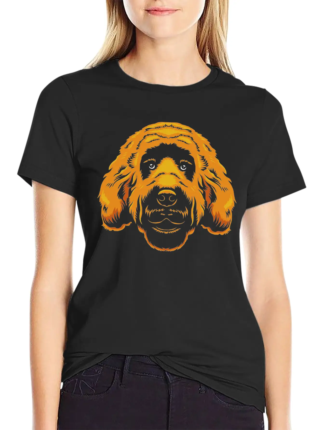 Goldendoodle Dog Owner Graphic Doodle Faces Stylish Everyday T-Shirt – Unisex Basic Cotton Tee