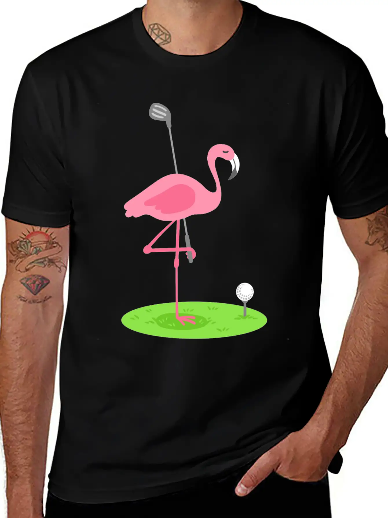 Golf Flamingo Golfing Golfer Stylish Everyday T-Shirt – Unisex Basic Cotton Tee
