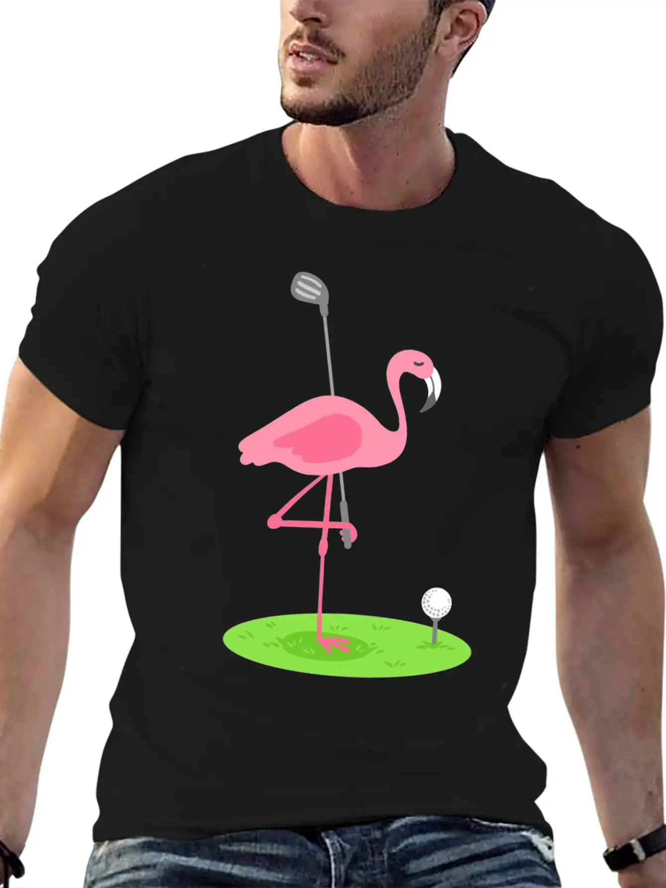 Golf Flamingo Golfing Golfer Stylish Everyday T-Shirt – Unisex Basic Cotton Tee