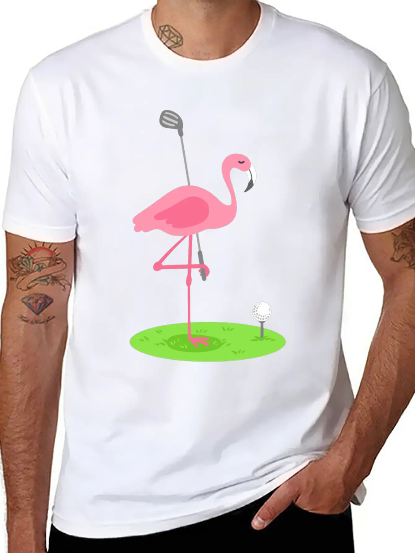 Golf Flamingo Golfing Golfer Stylish Everyday T-Shirt – Unisex Basic Cotton Tee