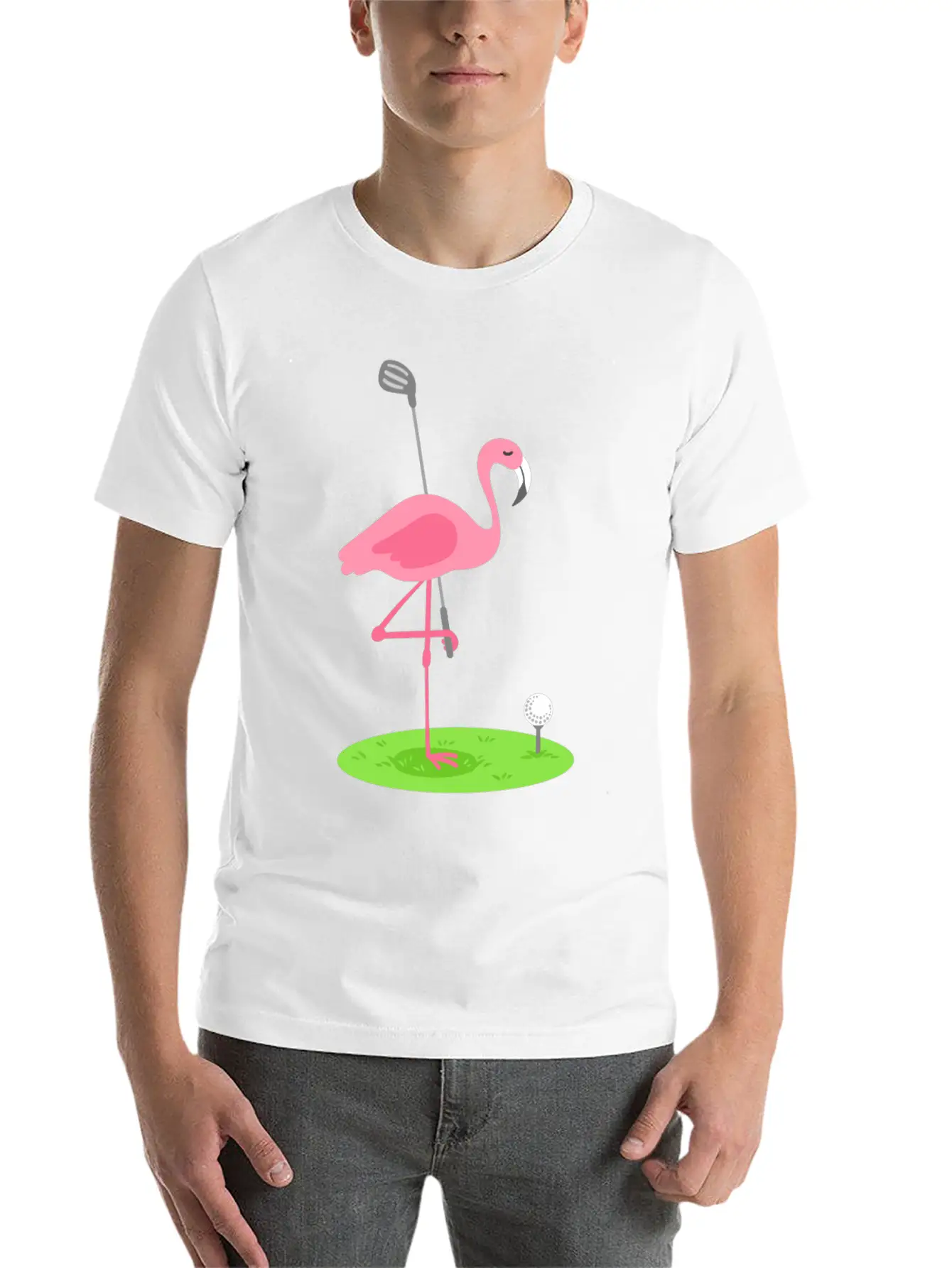 Golf Flamingo Golfing Golfer Stylish Everyday T-Shirt – Unisex Basic Cotton Tee