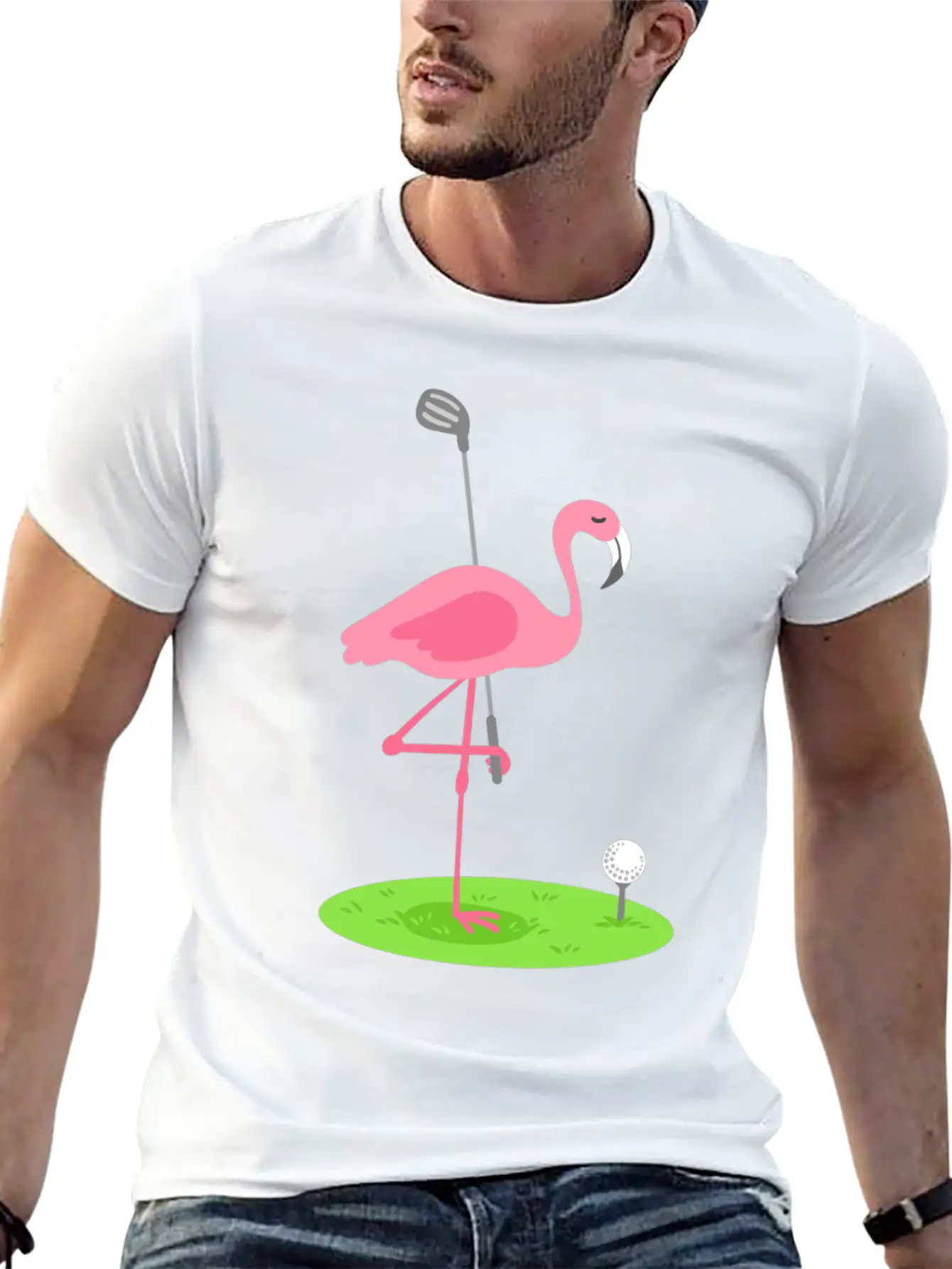 Golf Flamingo Golfing Golfer Stylish Everyday T-Shirt – Unisex Basic Cotton Tee