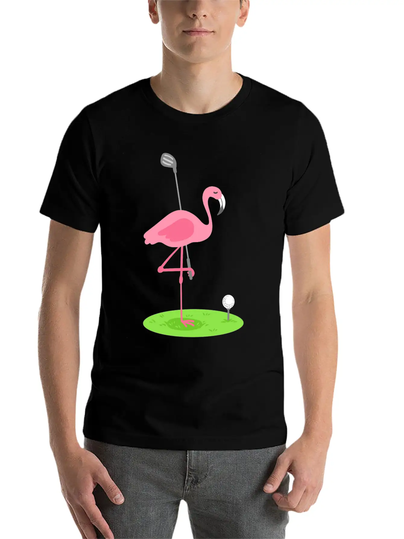 Golf Flamingo Golfing Golfer Stylish Everyday T-Shirt – Unisex Basic Cotton Tee
