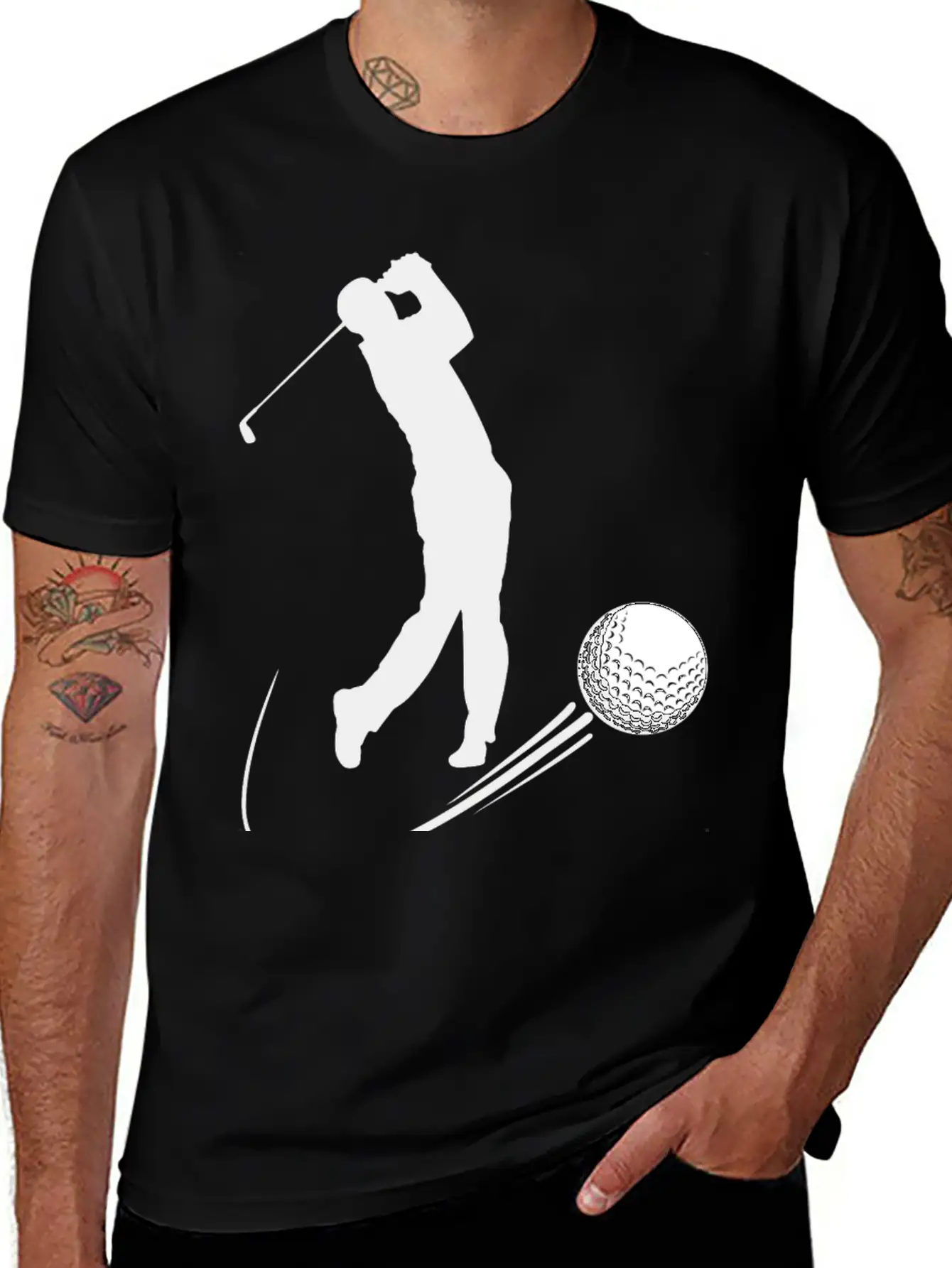 Golf Player Hits Ball Shadow Timeless Short Sleeve Tee – Comfy And Minimalist Design