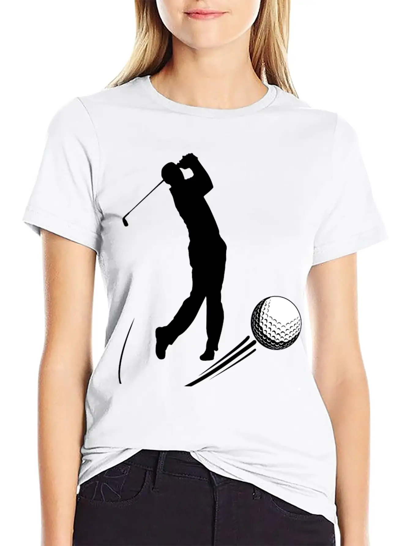 Golf Player Hits Ball Shadow Timeless Short Sleeve Tee – Comfy And Minimalist Design