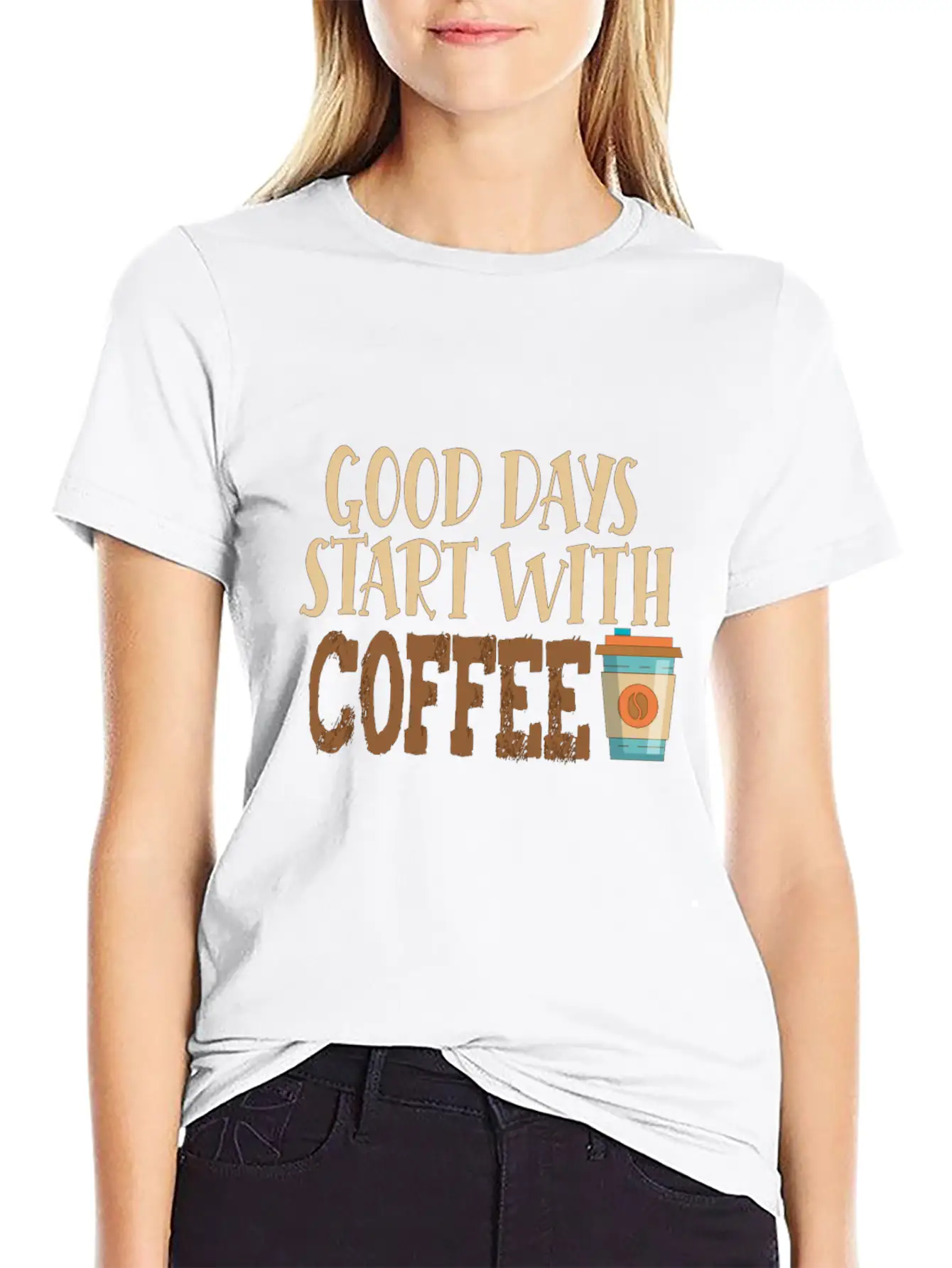 Good Days Start With Coffee Custom T-Shirt Basic Graphic T-Shirt – Daily Comfort In Soft Cotton