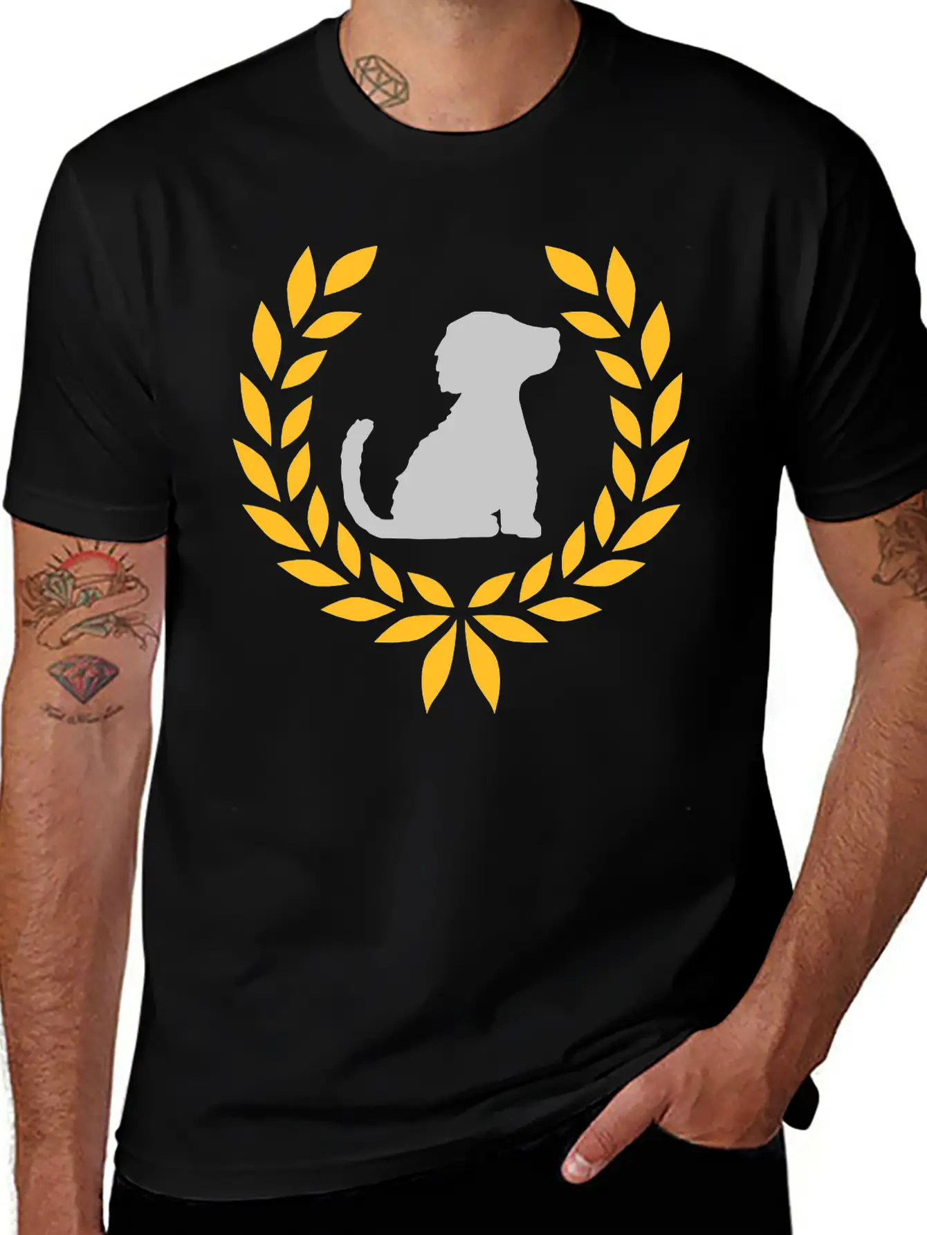 Good Dog Laurel Wreath Stylish Everyday T-Shirt – Unisex Basic Cotton Tee