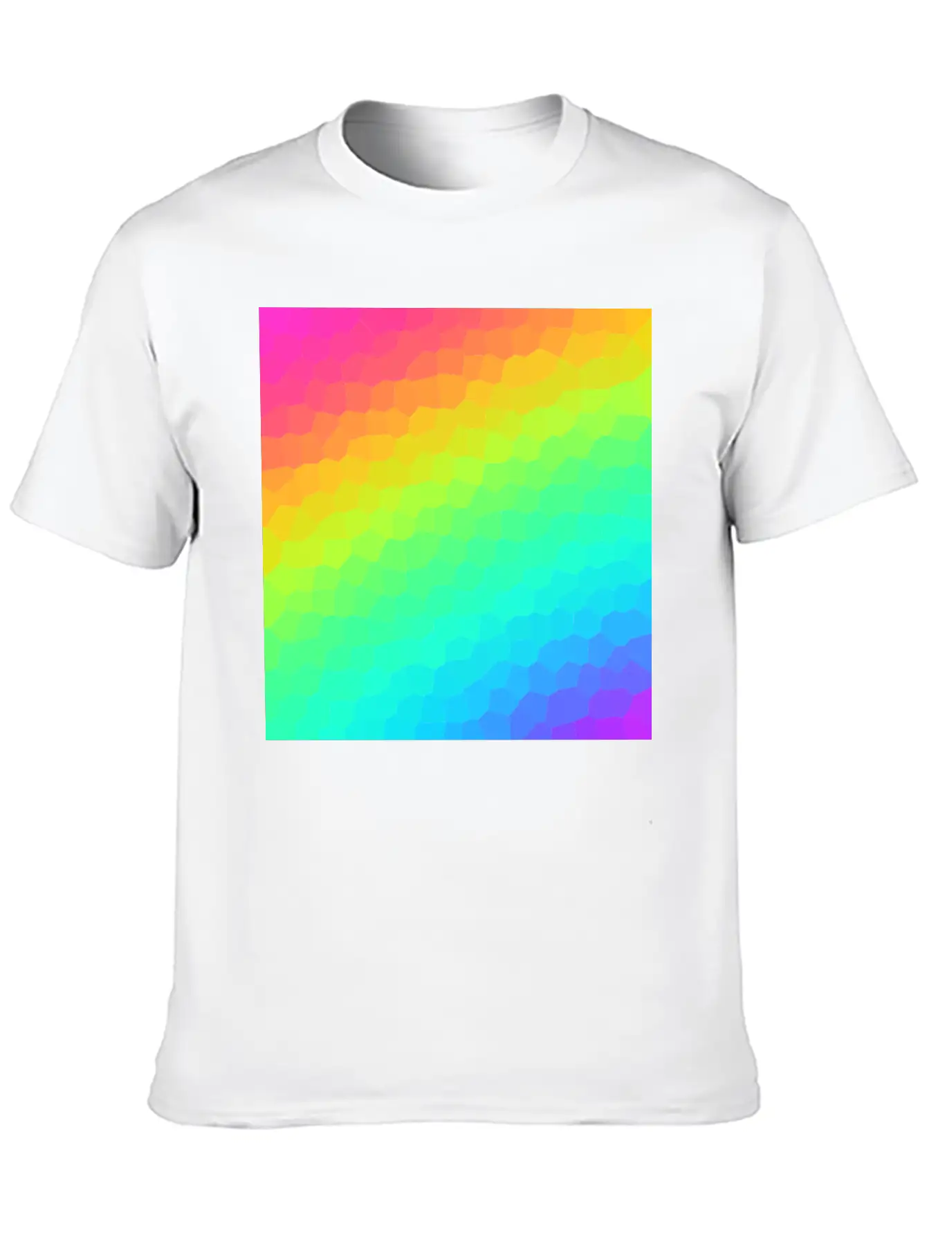 Gorgeous Diagonal Rainbow Stained Glass Design Essential Unisex Summer Tee – Soft Cotton Casual Fit