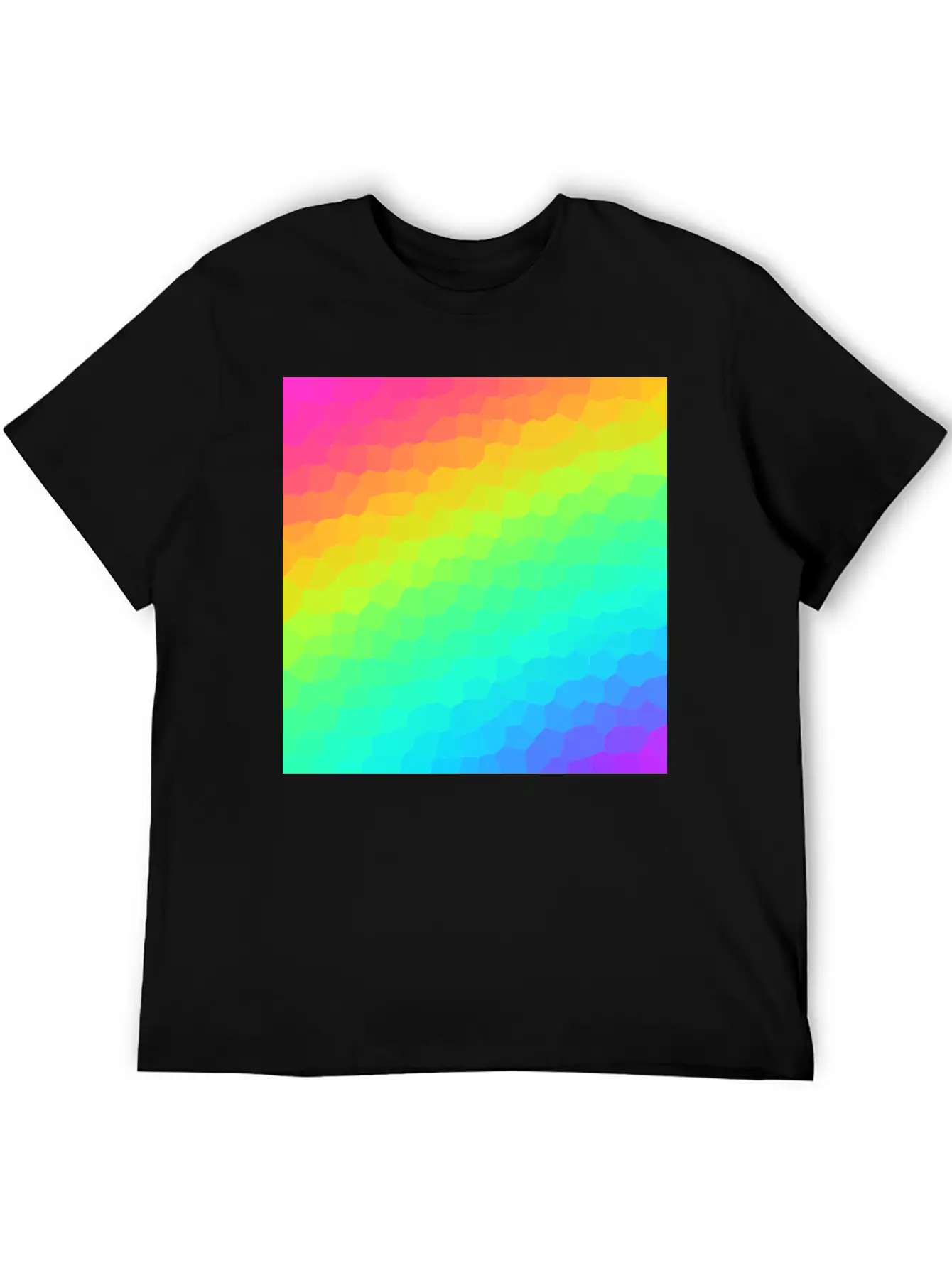 Gorgeous Diagonal Rainbow Stained Glass Design Essential Unisex Summer Tee – Soft Cotton Casual Fit