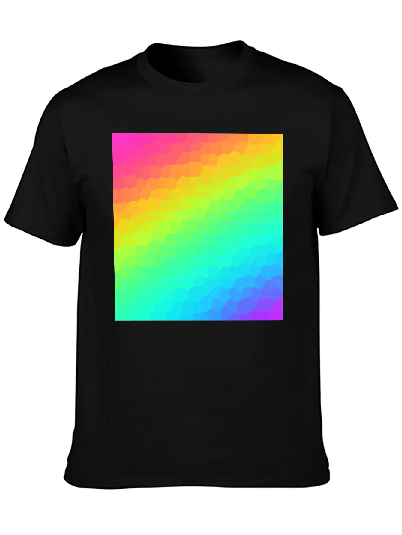 Gorgeous Diagonal Rainbow Stained Glass Design Essential Unisex Summer Tee – Soft Cotton Casual Fit