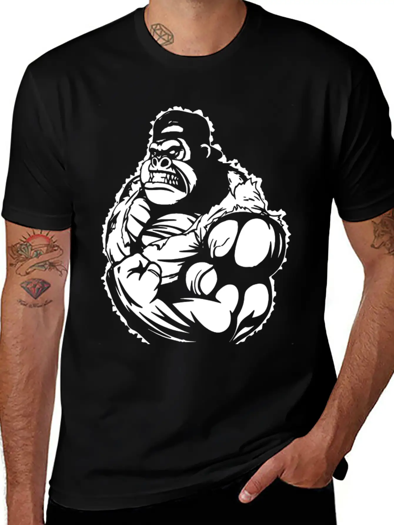 Gorilla Flexing Workout Stylish Everyday T-Shirt – Unisex Basic Cotton Tee