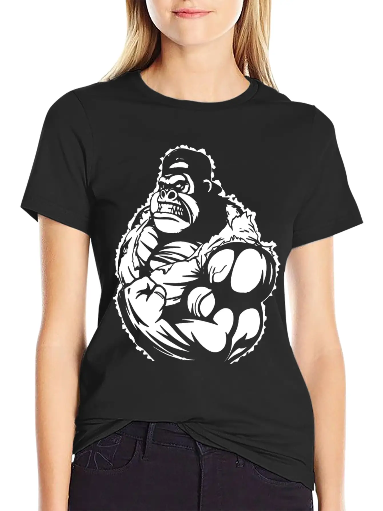 Gorilla Flexing Workout Stylish Everyday T-Shirt – Unisex Basic Cotton Tee
