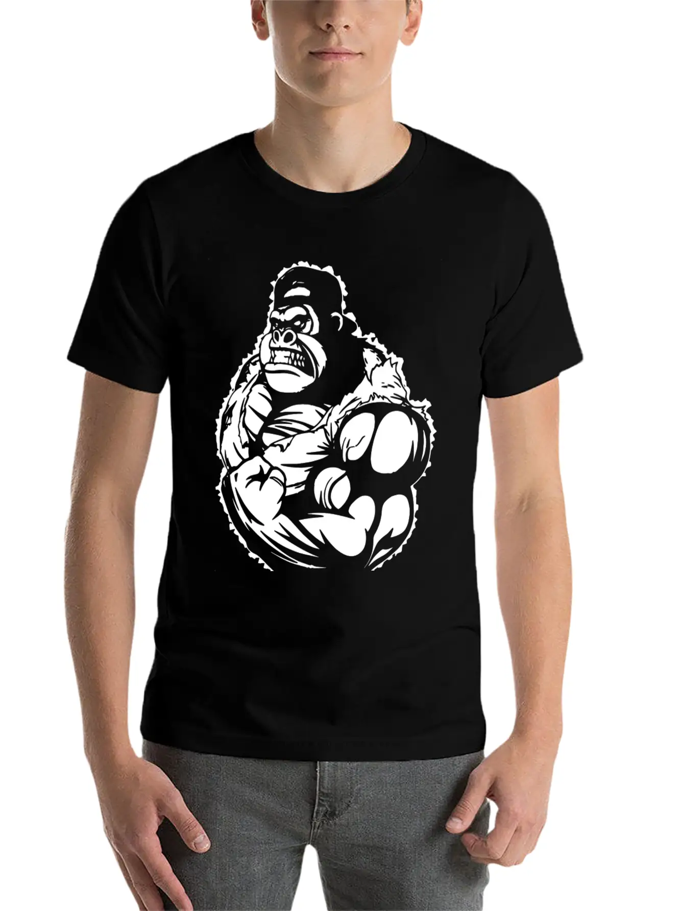 Gorilla Flexing Workout Stylish Everyday T-Shirt – Unisex Basic Cotton Tee