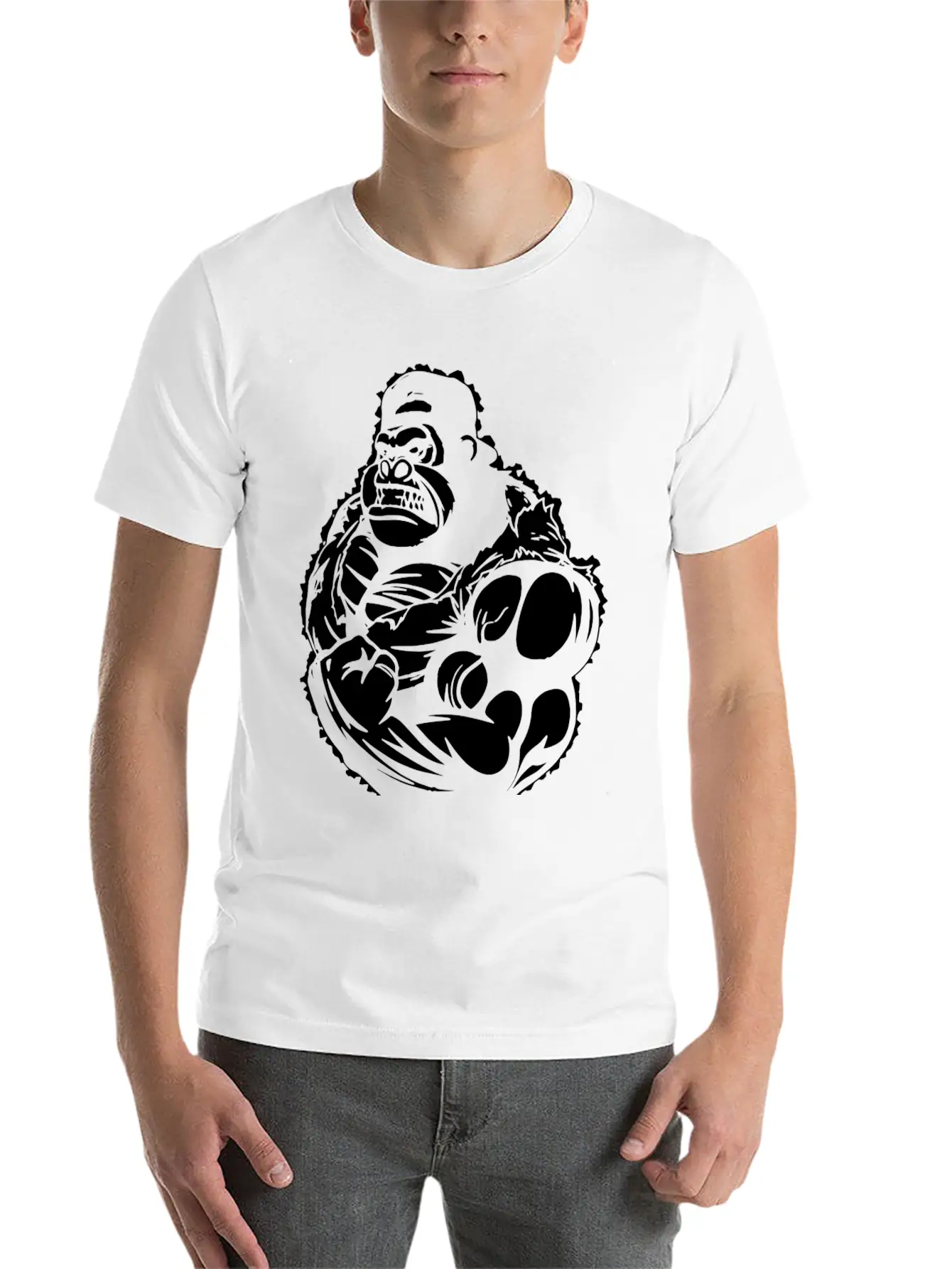 Gorilla Flexing Workout Stylish Everyday T-Shirt – Unisex Basic Cotton Tee