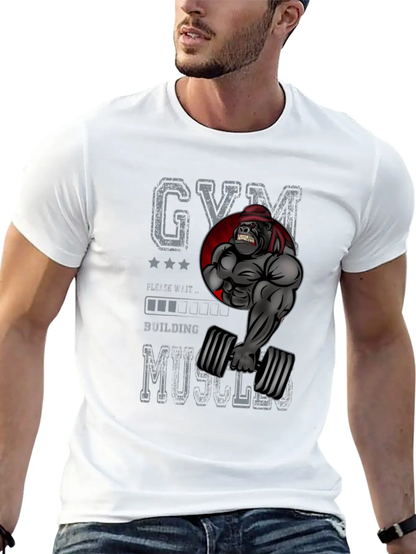 Gorilla GYM Building Muscles Fitness Training Unisex Short Sleeve Soft Cotton T-Shirt – Casual Everyday Wear