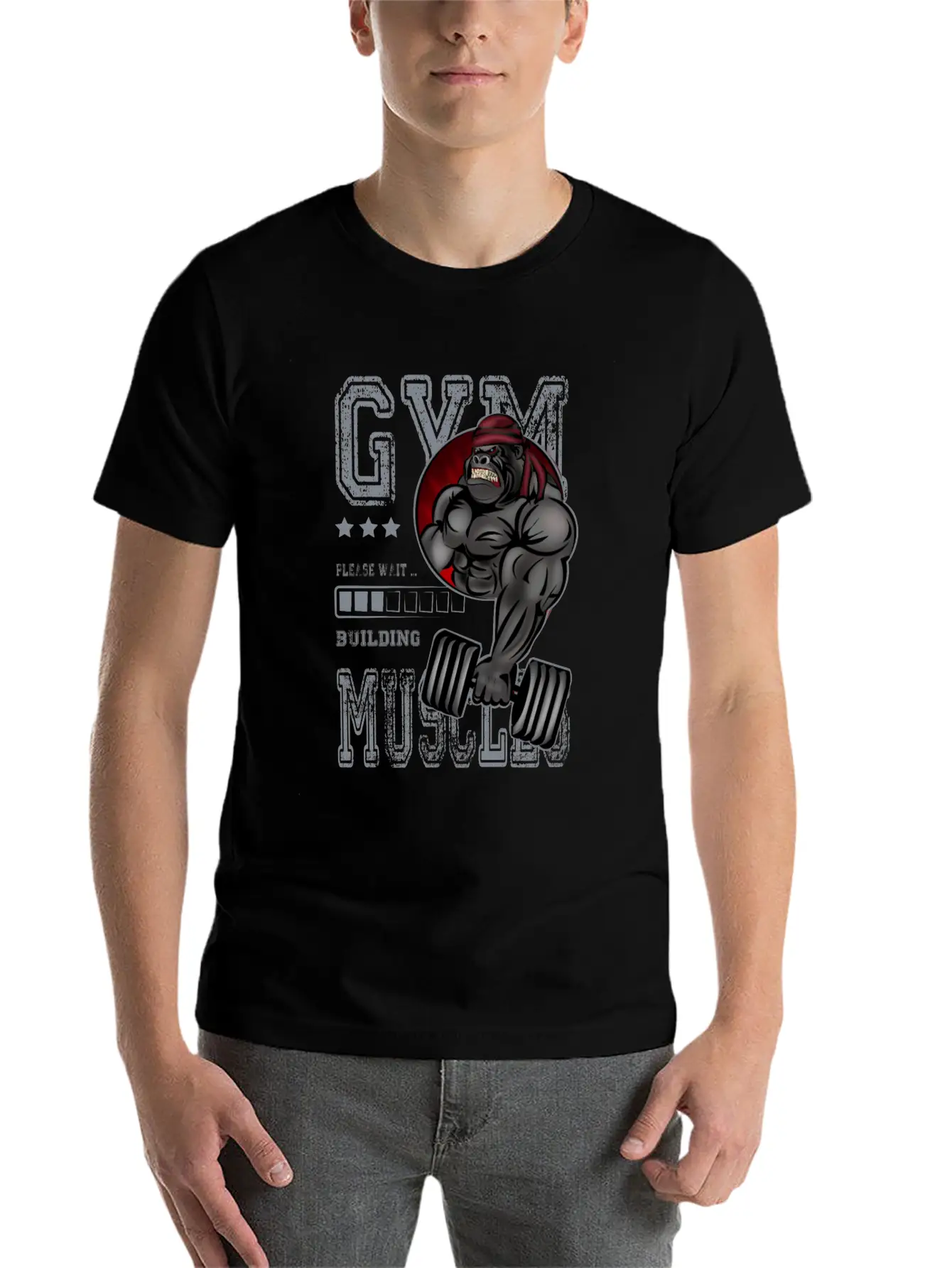 Gorilla GYM Building Muscles Fitness Training Unisex Short Sleeve Soft Cotton T-Shirt – Casual Everyday Wear