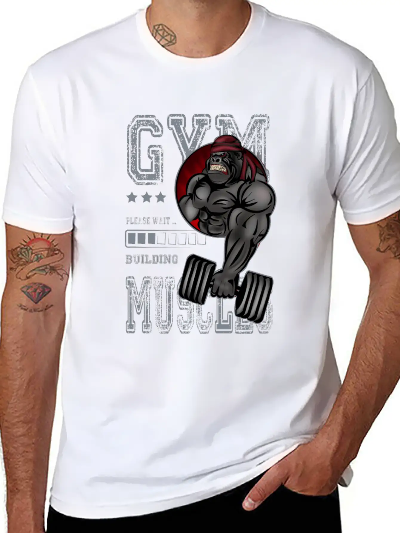 Gorilla GYM Building Muscles Fitness Training Unisex Short Sleeve Soft Cotton T-Shirt – Casual Everyday Wear