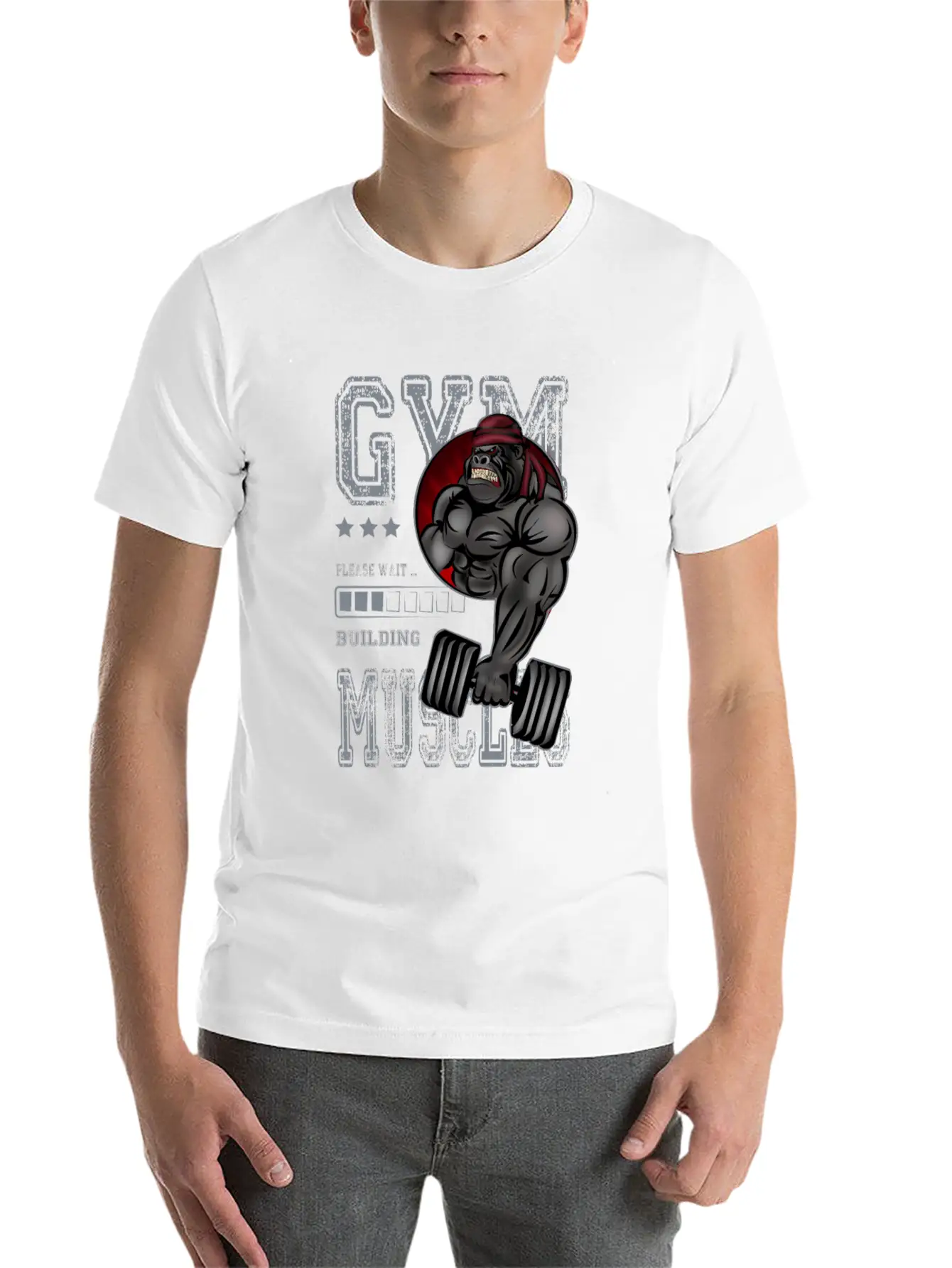 Gorilla GYM Building Muscles Fitness Training Unisex Short Sleeve Soft Cotton T-Shirt – Casual Everyday Wear