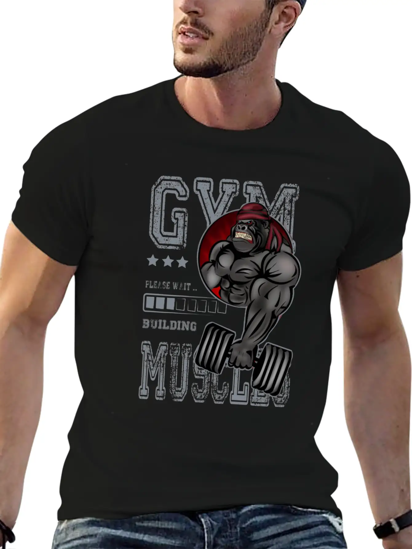 Gorilla GYM Building Muscles Fitness Training Unisex Short Sleeve Soft Cotton T-Shirt – Casual Everyday Wear